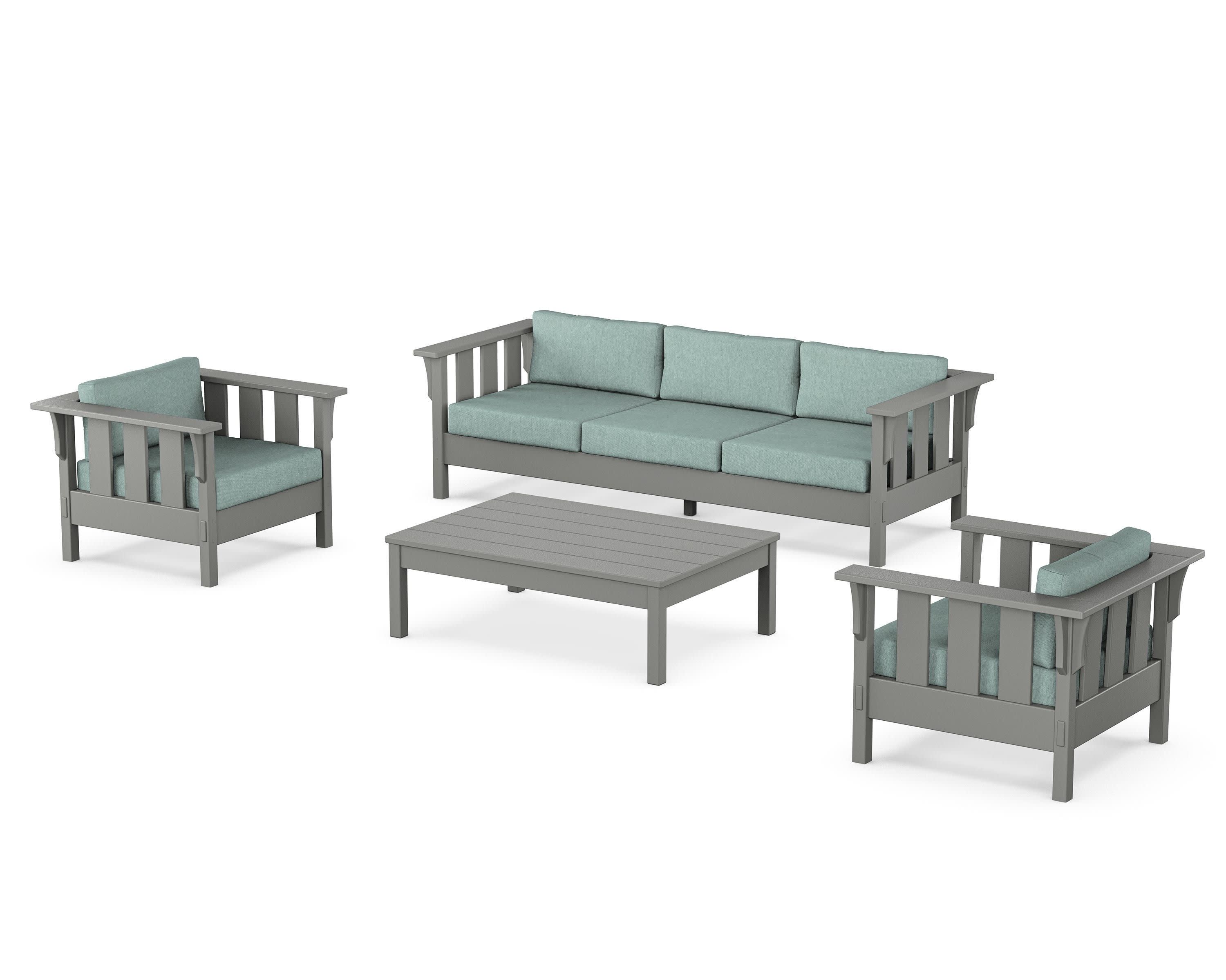 Acadia 4-Piece Deep Seating Set with Sofa in Slate Grey / Glacier Spa