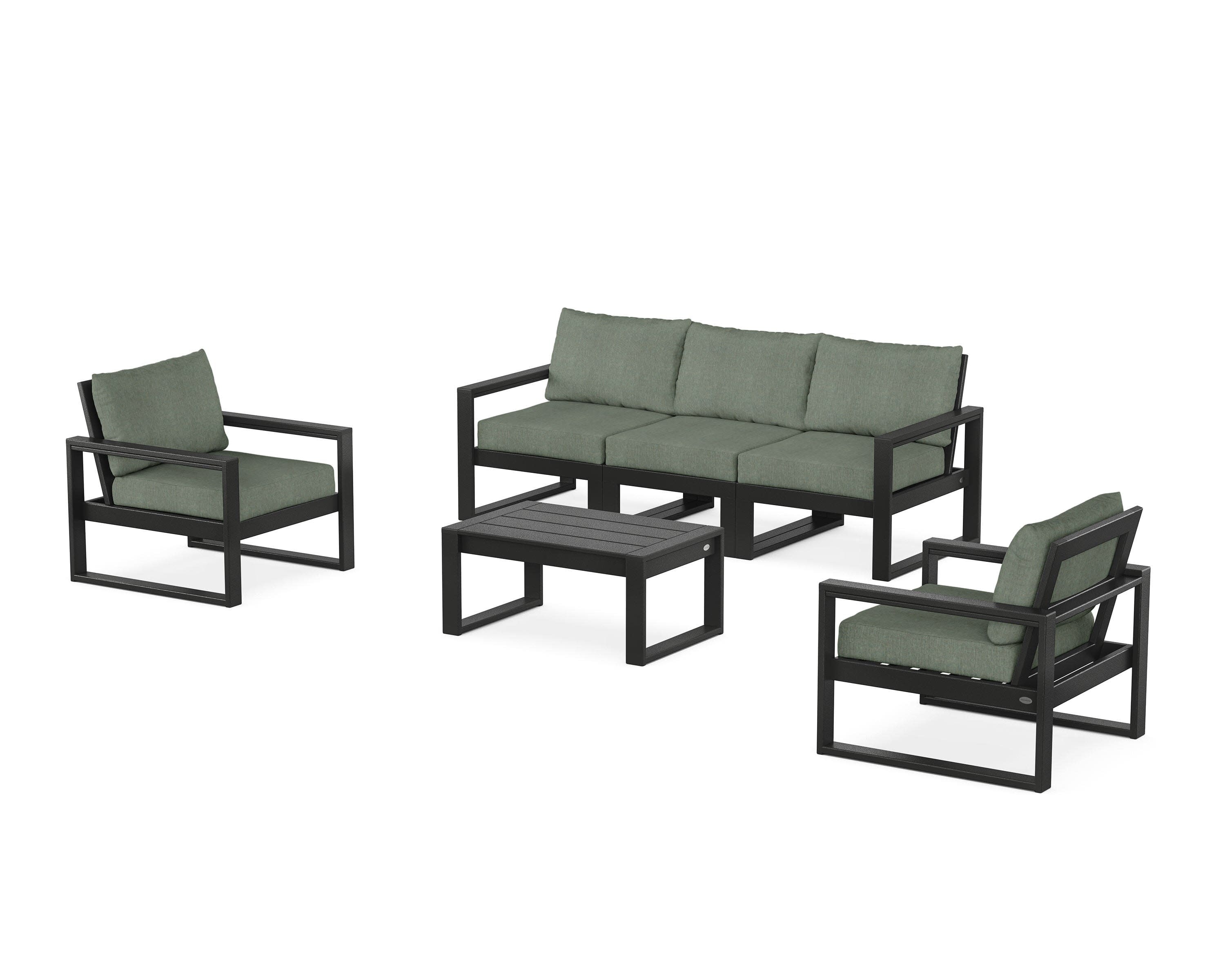 EDGE Sectional 4-Piece Deep Seating Set with Sofa in Black / Cast Sage