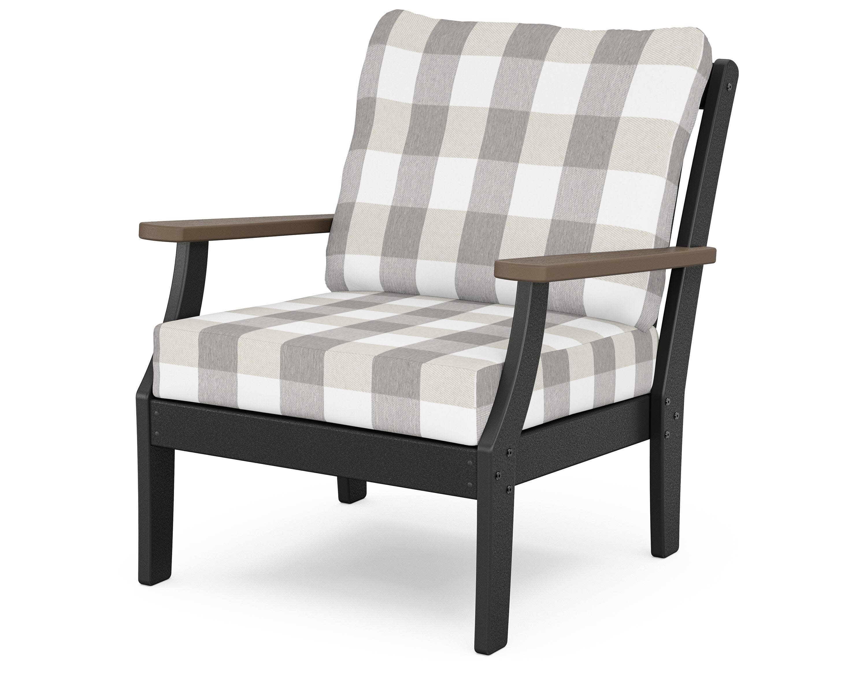 Braxton Deep Seating Chair in Black / Kona / Buffalo Plaid Grey Mist