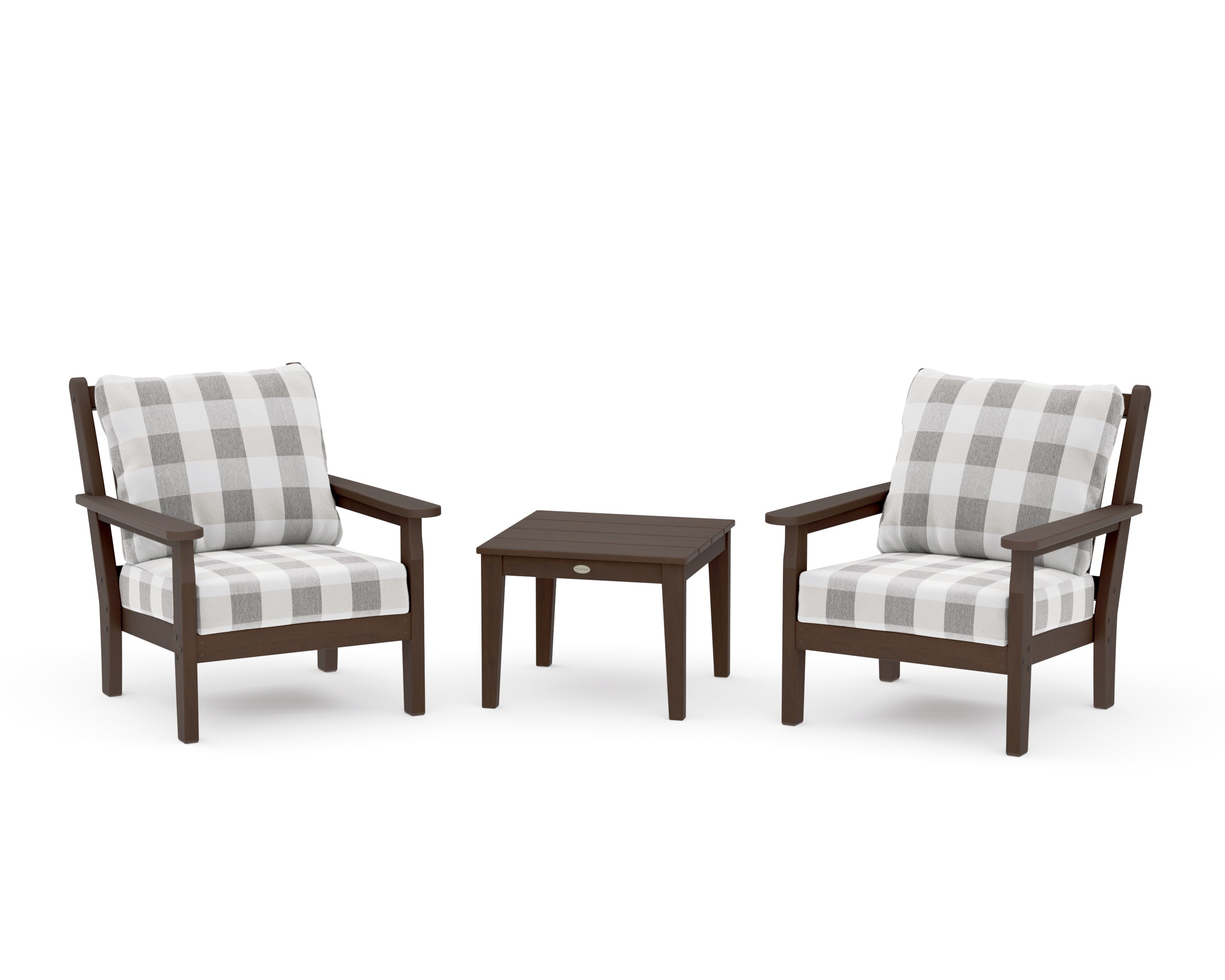 Chippendale 3-Piece Deep Seating Set in Kona / Buffalo Plaid Grey Mist