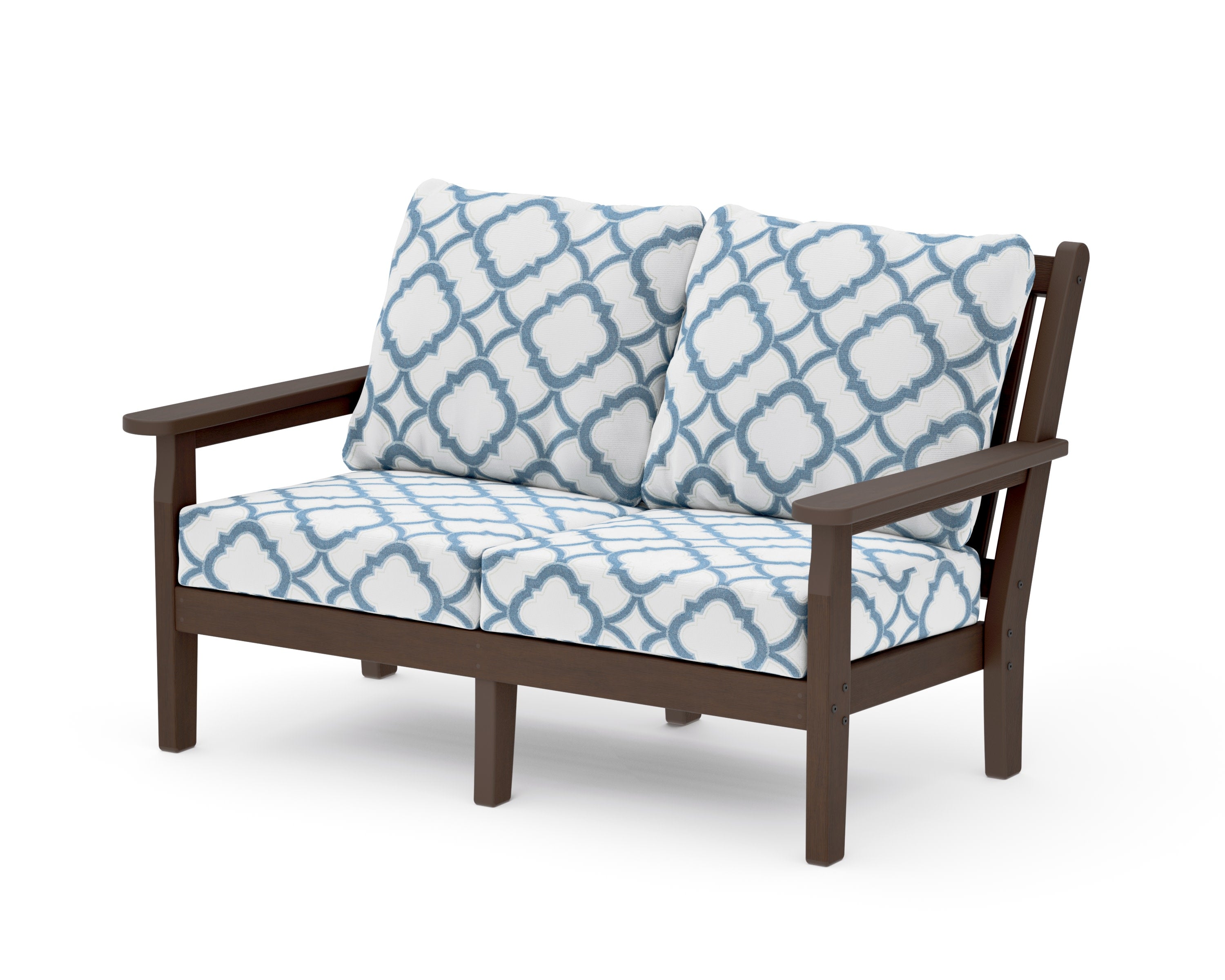 Chippendale Deep Seating Loveseat in Kona / Trellis Sky Blue
