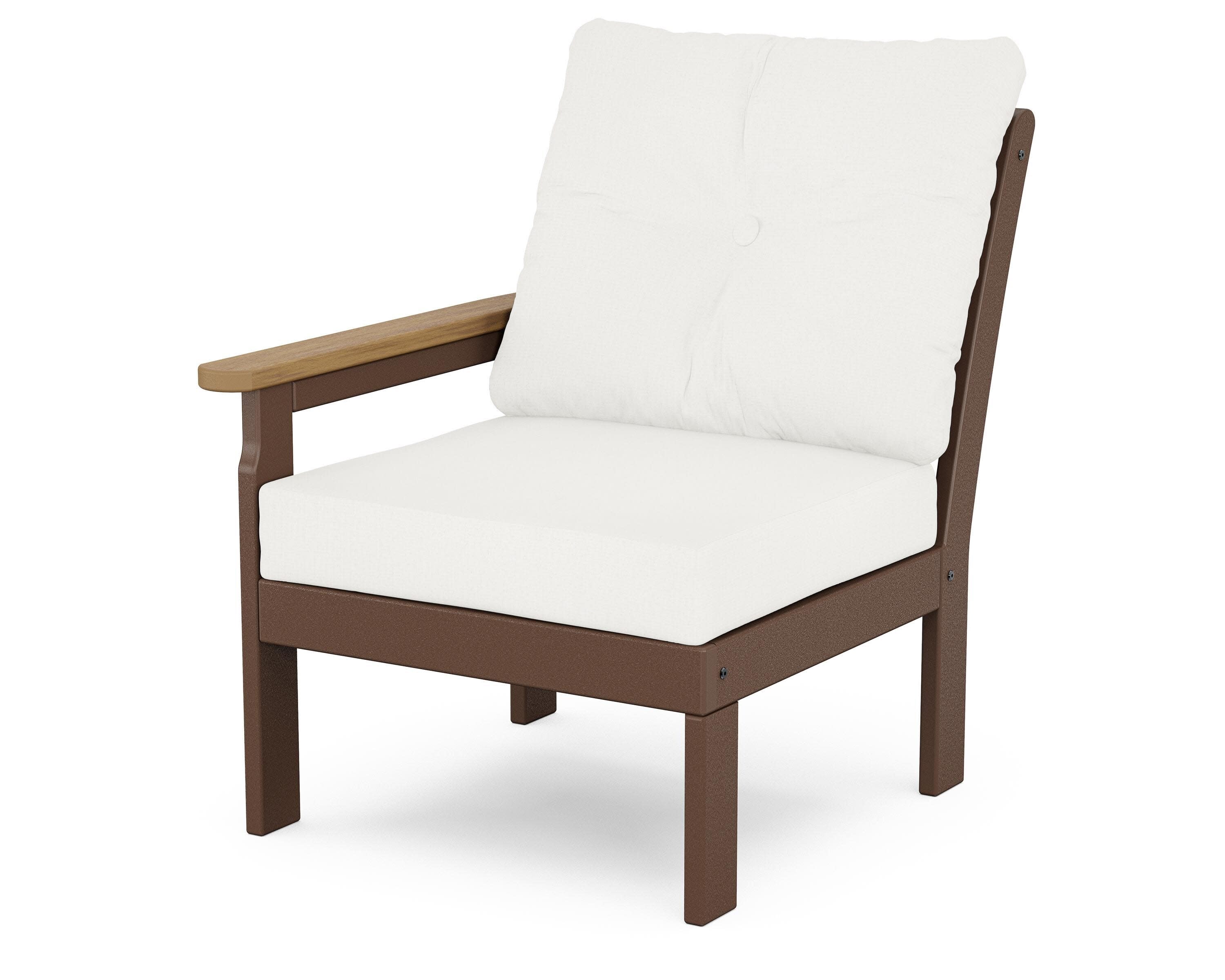 Vineyard Modular Left Arm Chair in Mahogany / Natural / Natural Linen