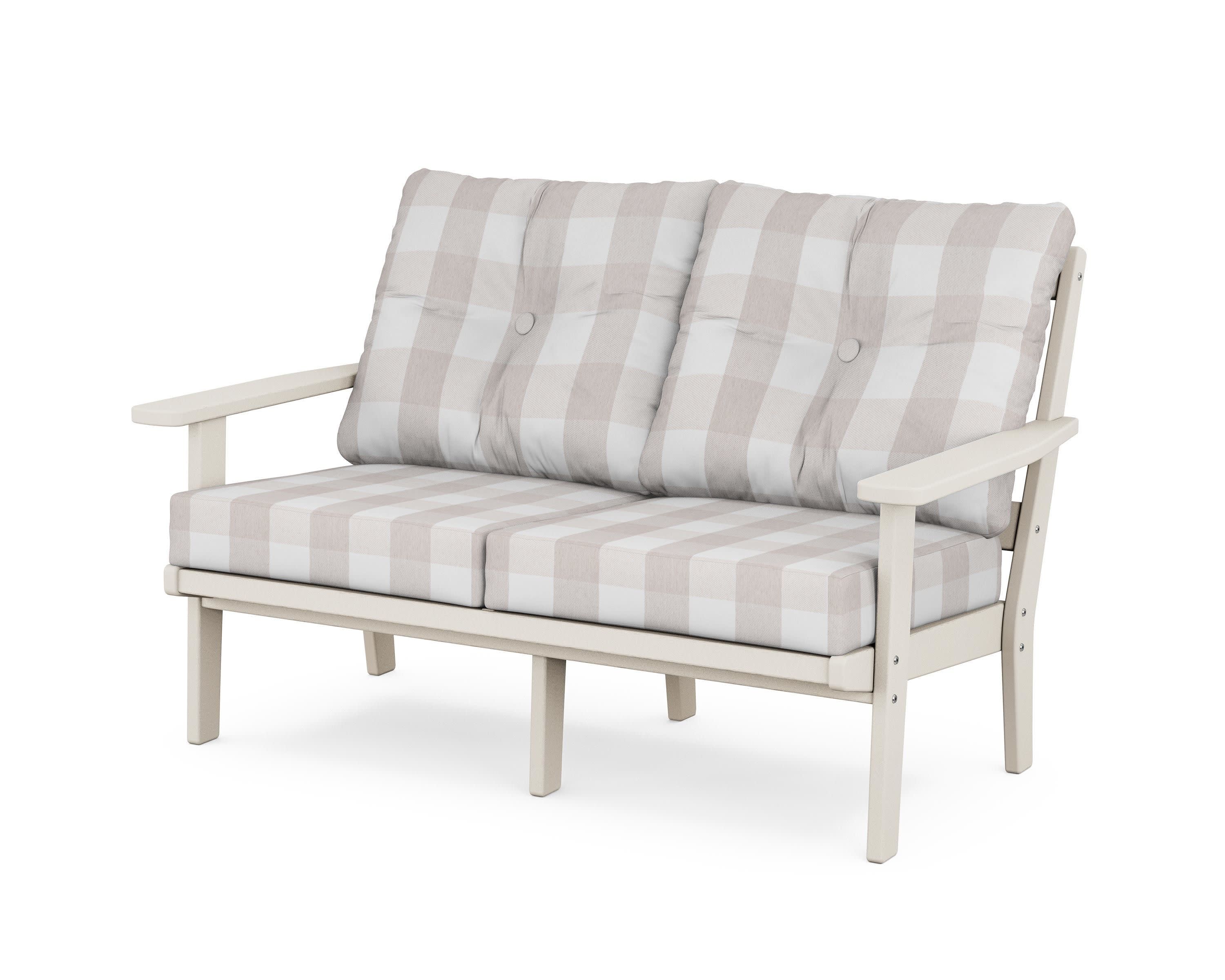 Oxford Deep SeatingLoveseat in Sand / Buffalo Plaid Dune Burlap