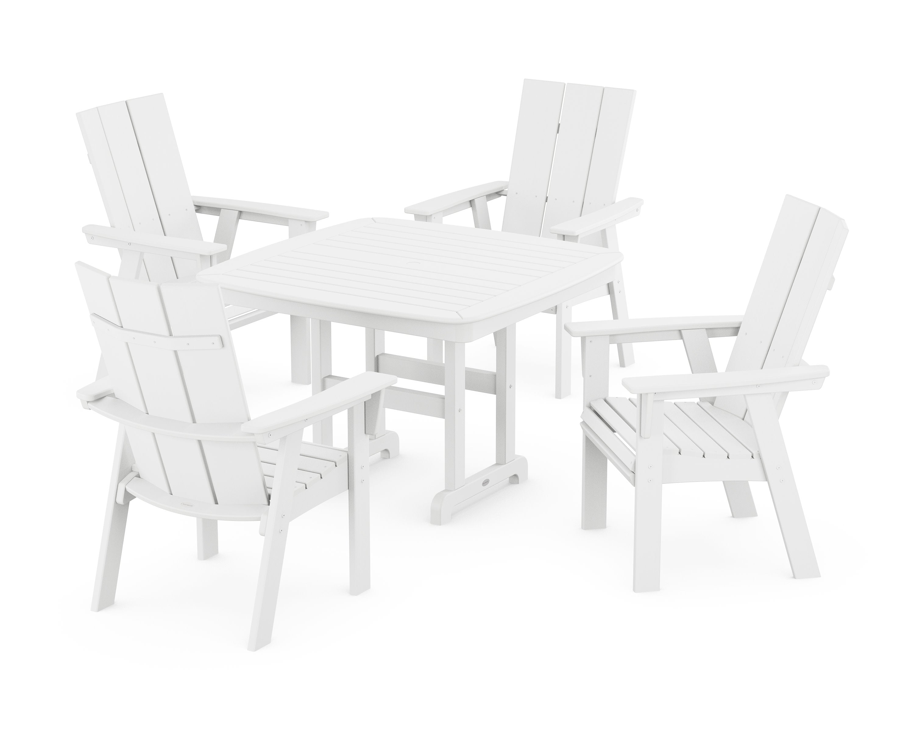 Modern Curveback Adirondack 5-Piece Dining Set in White