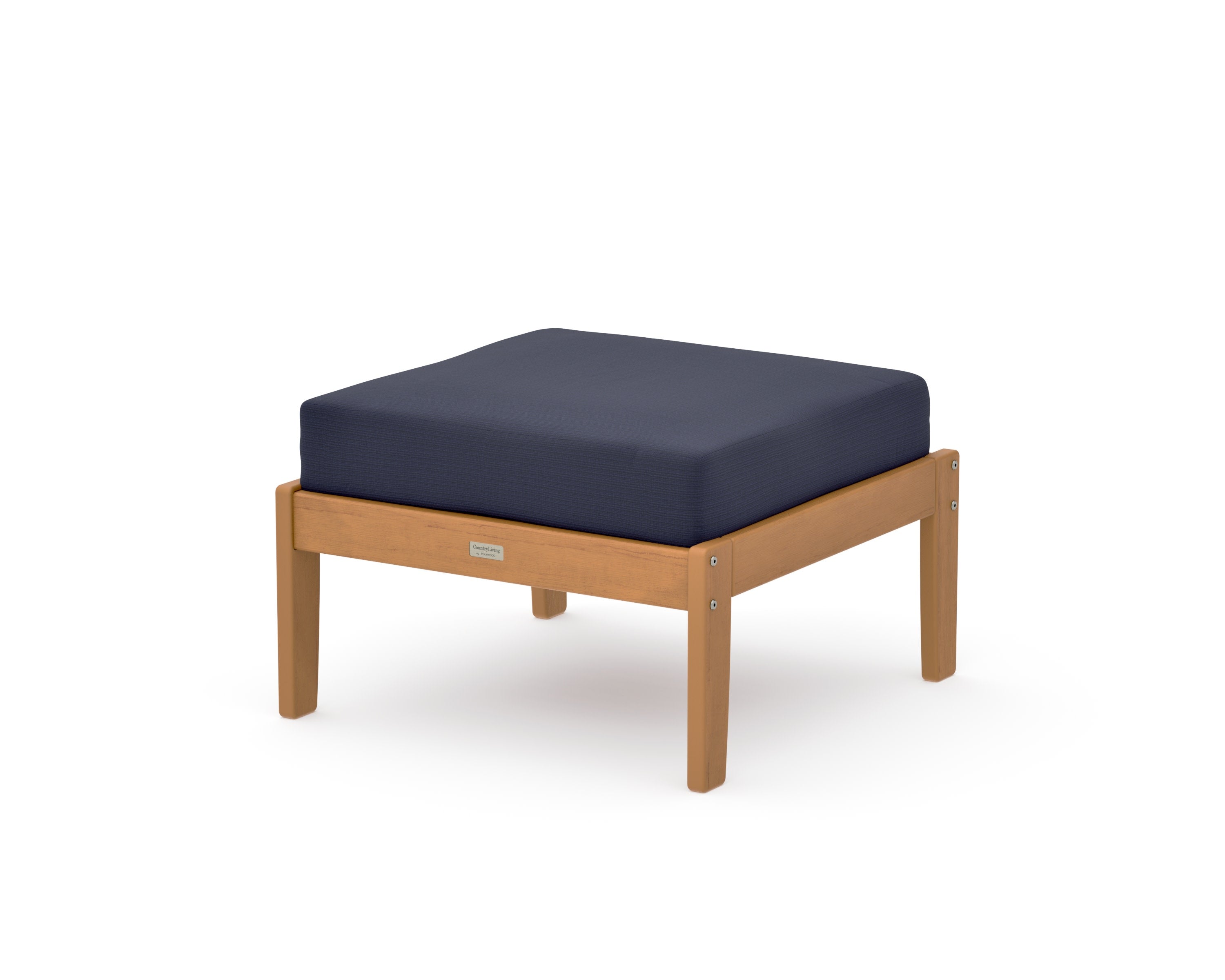 Cottage Deep Seating Ottoman in Natural / Navy Linen