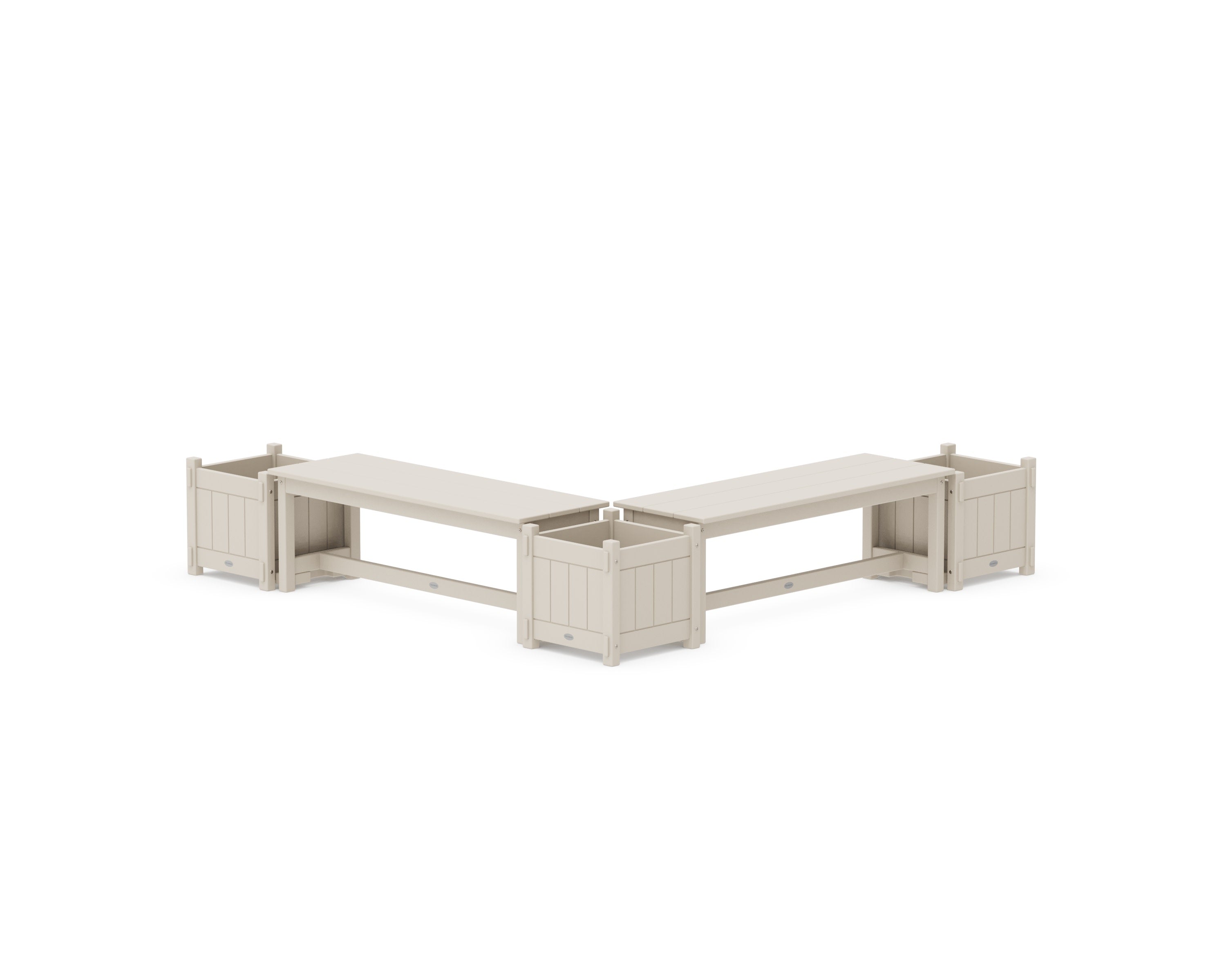 48" Vineyard L- Shaped Planter Bench Corner Set in Sand