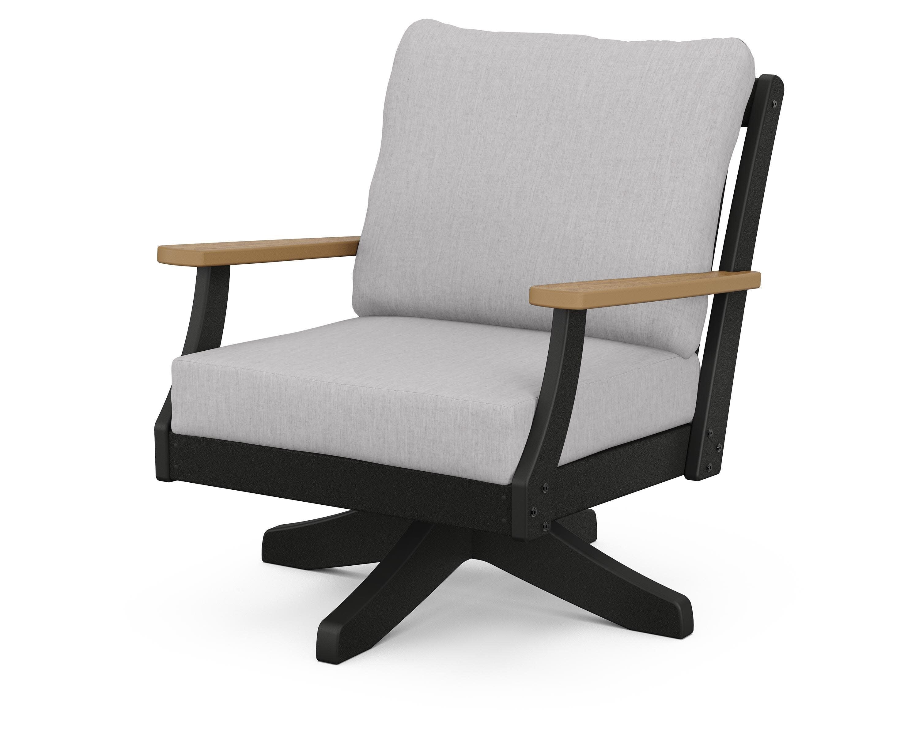 Braxton Deep Seating Swivel Chair in Black / Natural / Granite