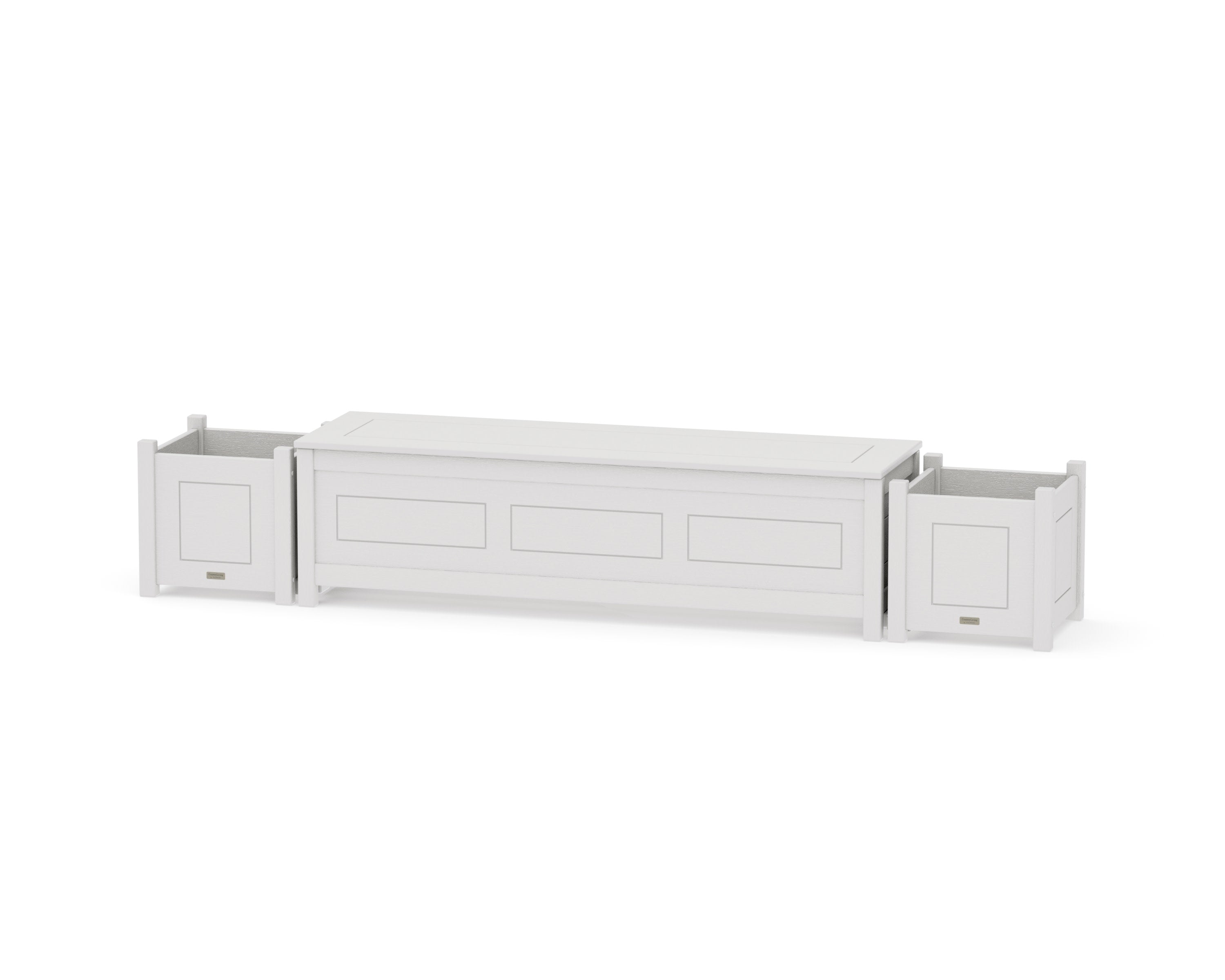 60" Country Living Straight Planter Storage Bench Set in Vintage White