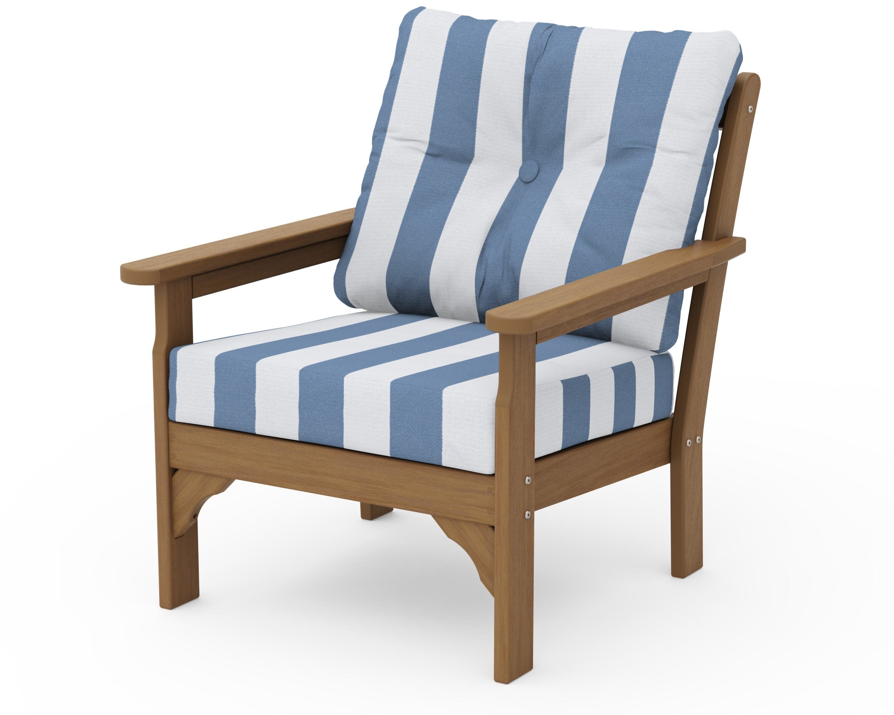 Vineyard Deep Seating Chair in Natural / Cabana Stripe Sky Blue