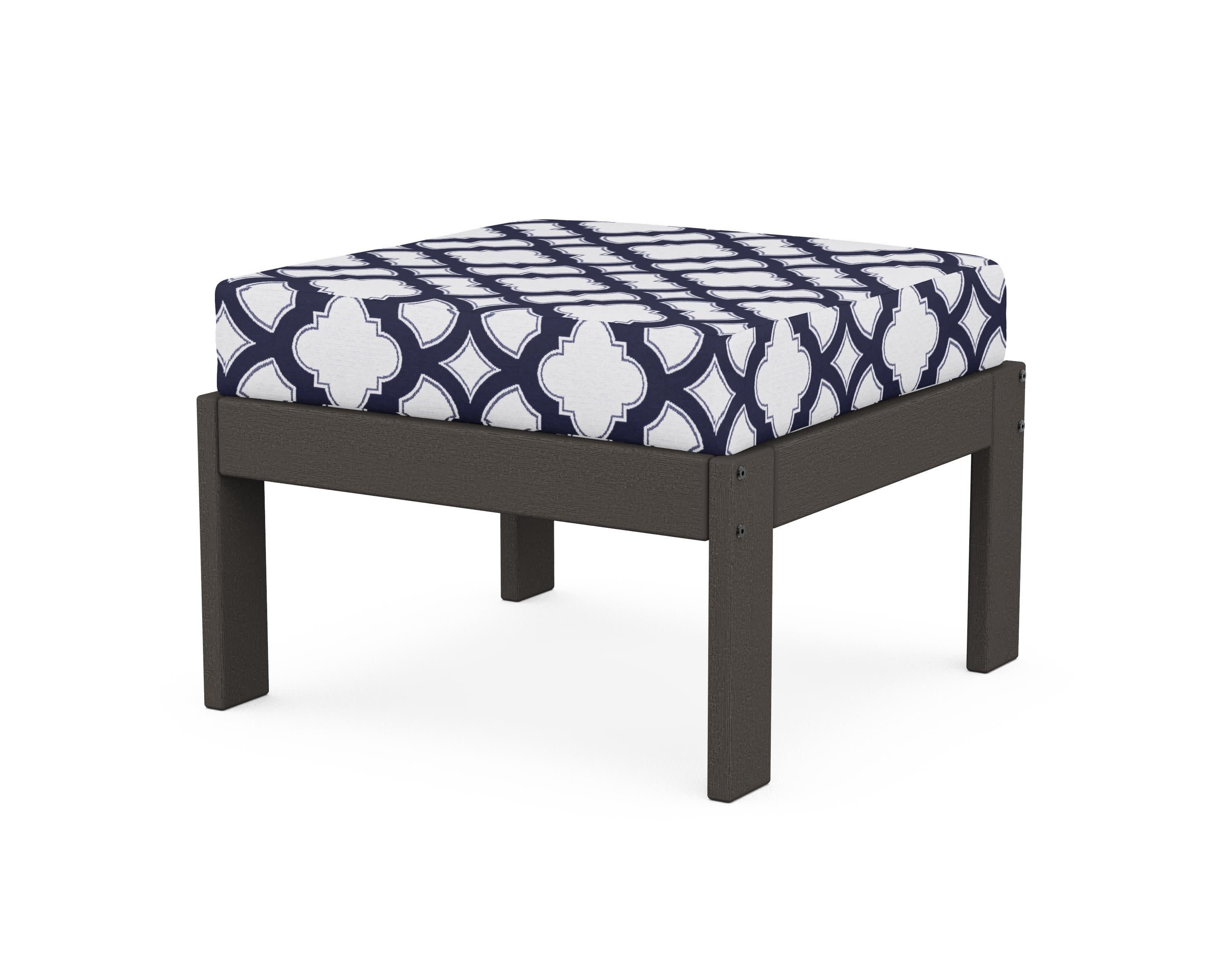 Vineyard Modular Ottoman in Vintage Coffee / Trellis Navy