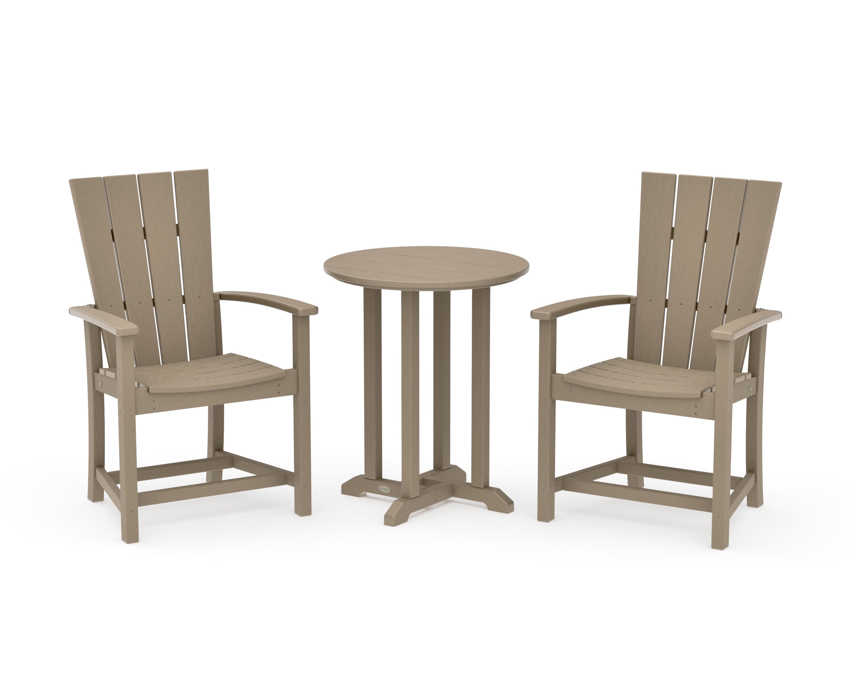 Quattro 3-Piece Round Farmhouse Bistro Dining Set in Vintage Sahara