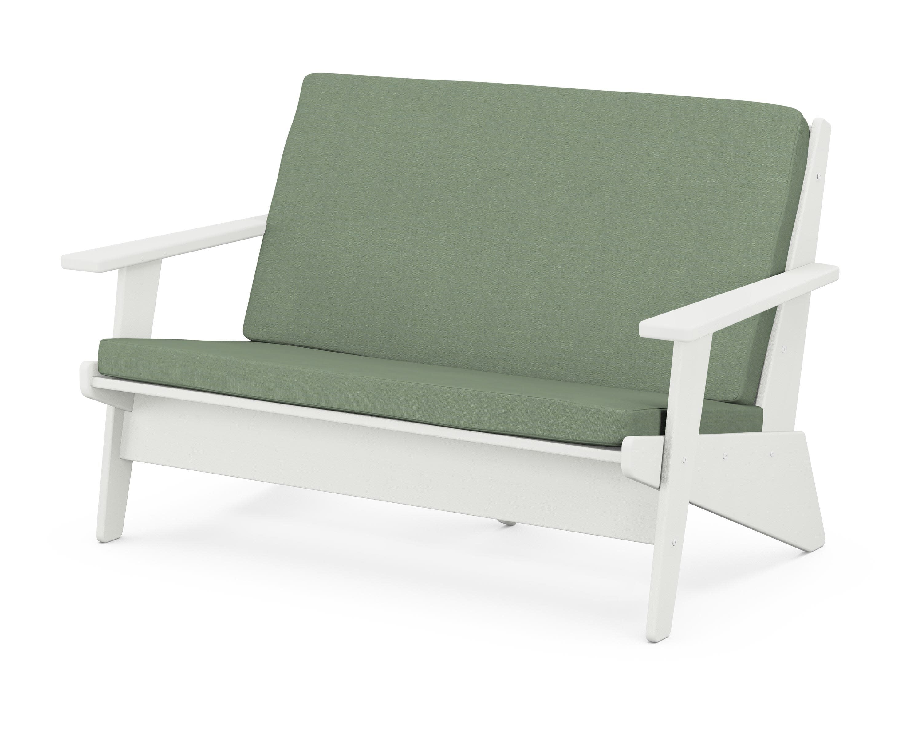Riviera Modern Lounge Loveseat in Vintage White / Exhale Rainwashed