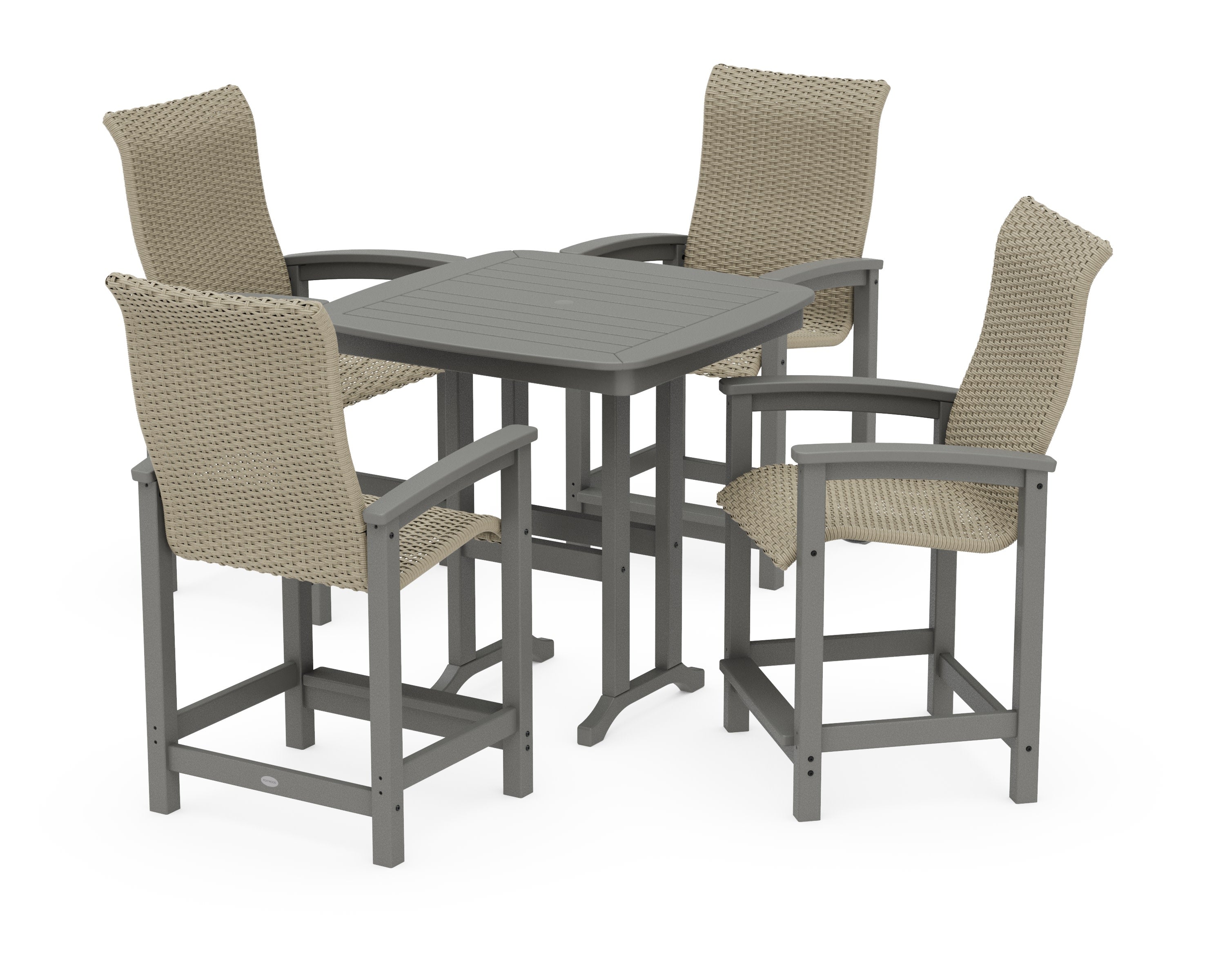 Coastal Woven High-Back 5-Piece Counter Set in Slate Grey / Dune Grass