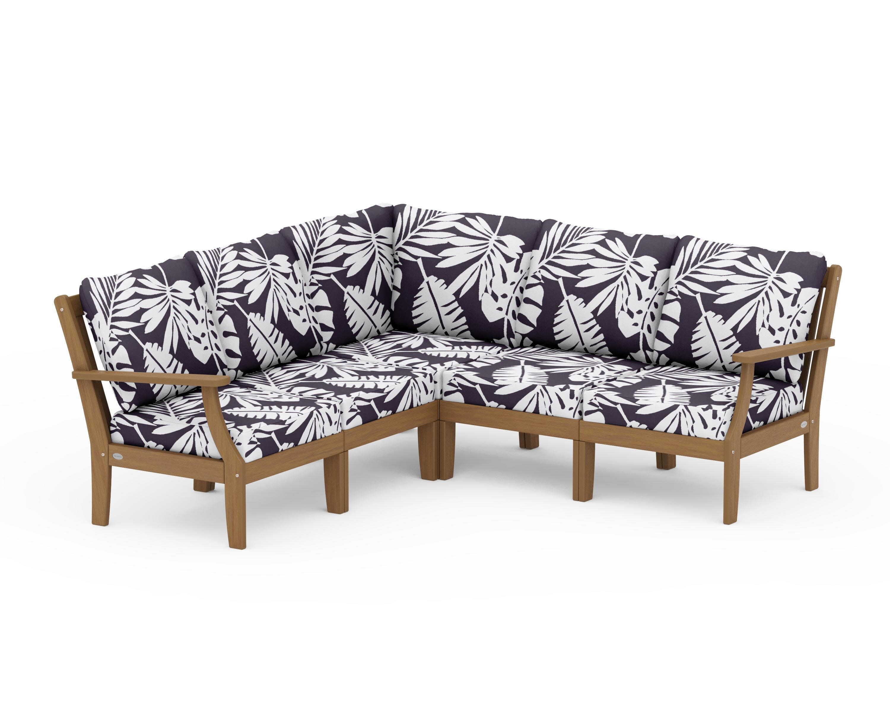 Braxton Modular 5-Piece Deep Seating Set in Natural / Leaf Navy
