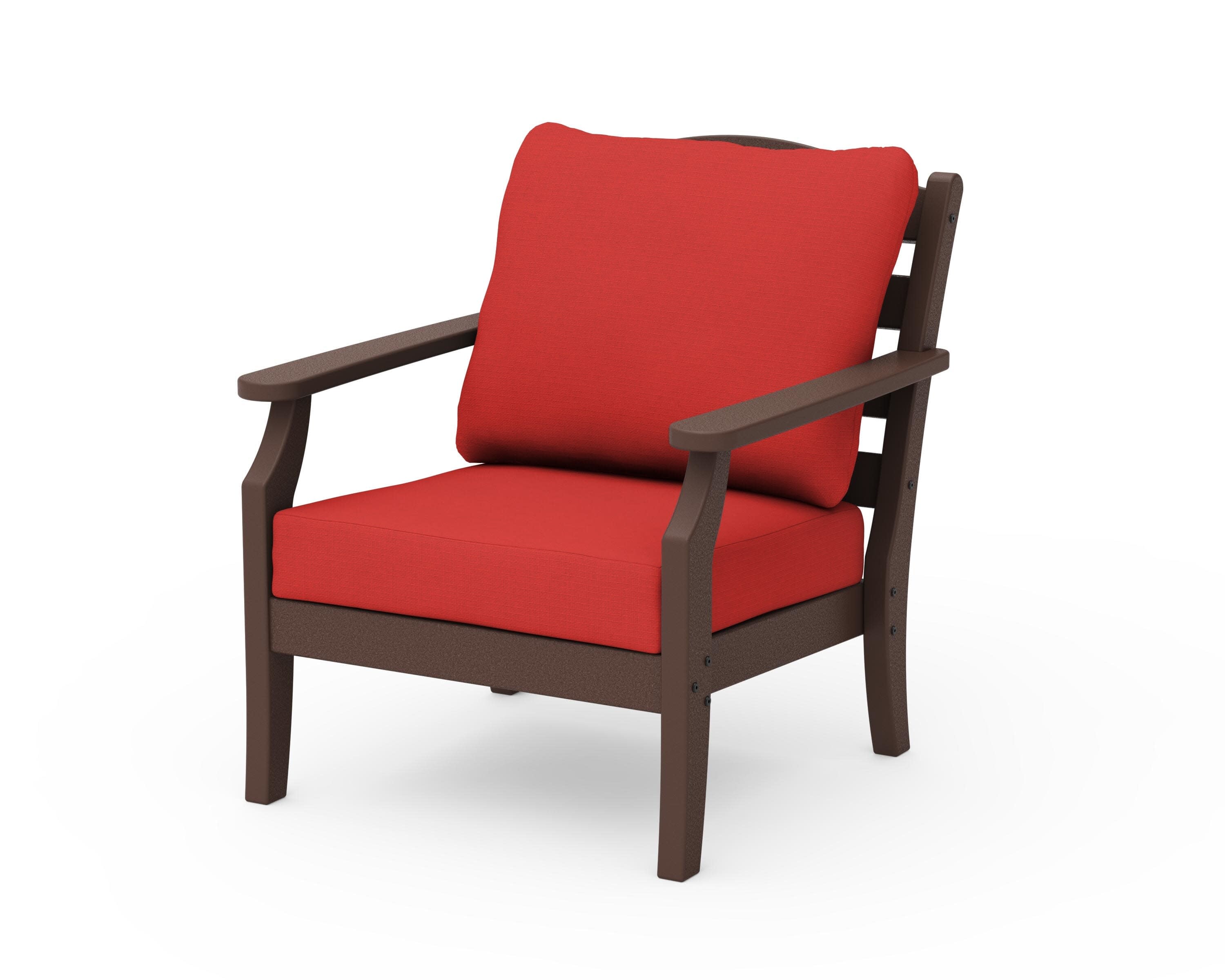Savannah Deep Seating Chair in Mahogany / Crimson Linen