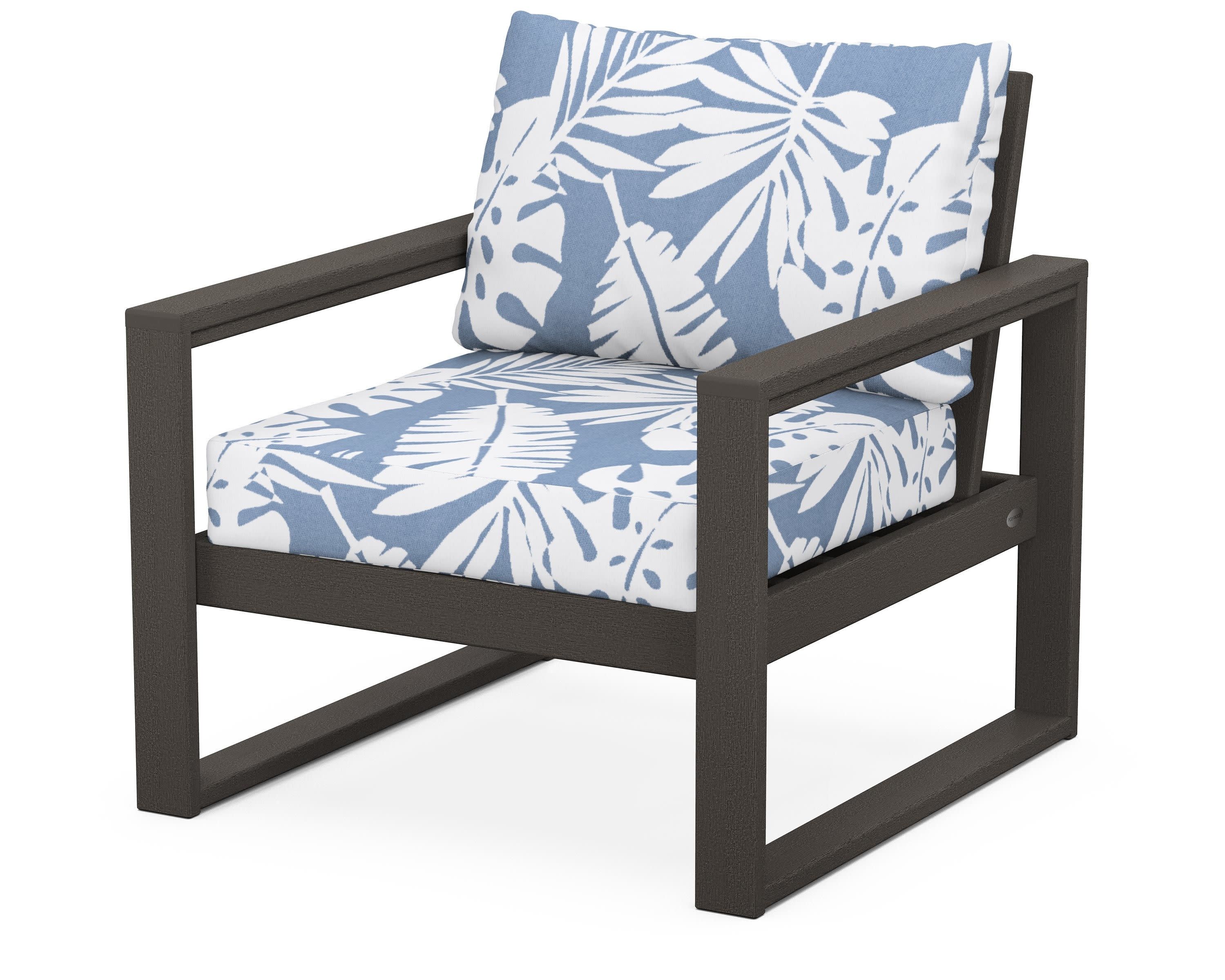 EDGE Club Chair in Vintage Coffee / Leaf Sky Blue
