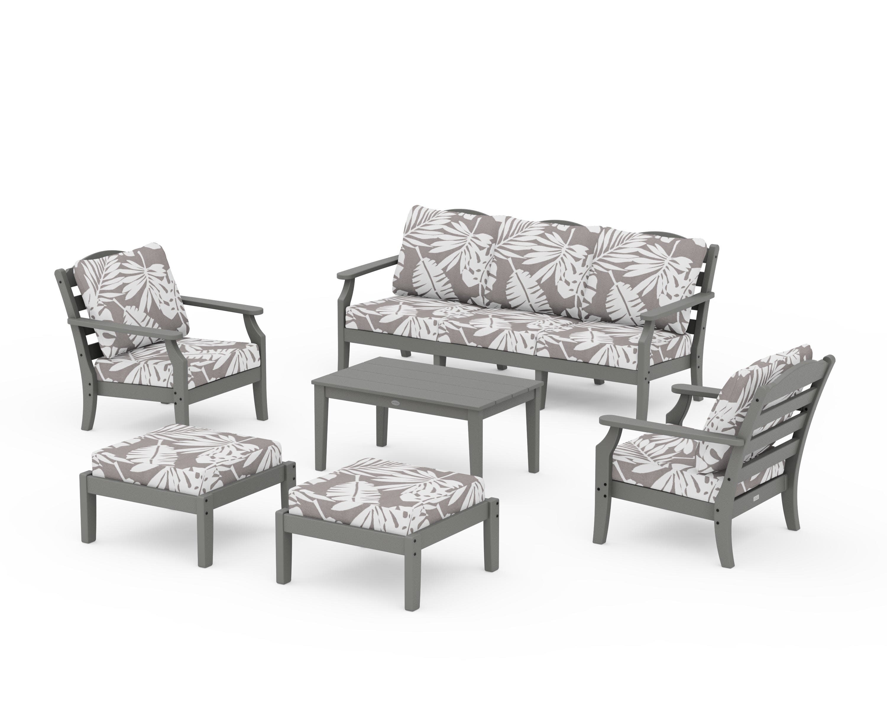 Savannah 6-Piece Lounge Sofa Set in Slate Grey / Leaf Grey Mist