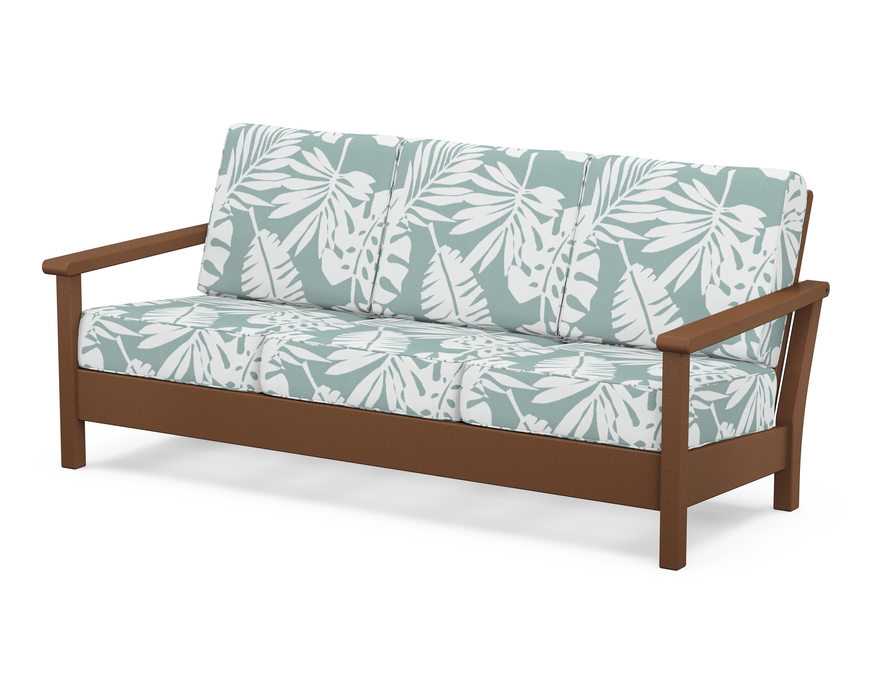 Harbour Deep Seating Sofa in Teak / Leaf Glacier Spa