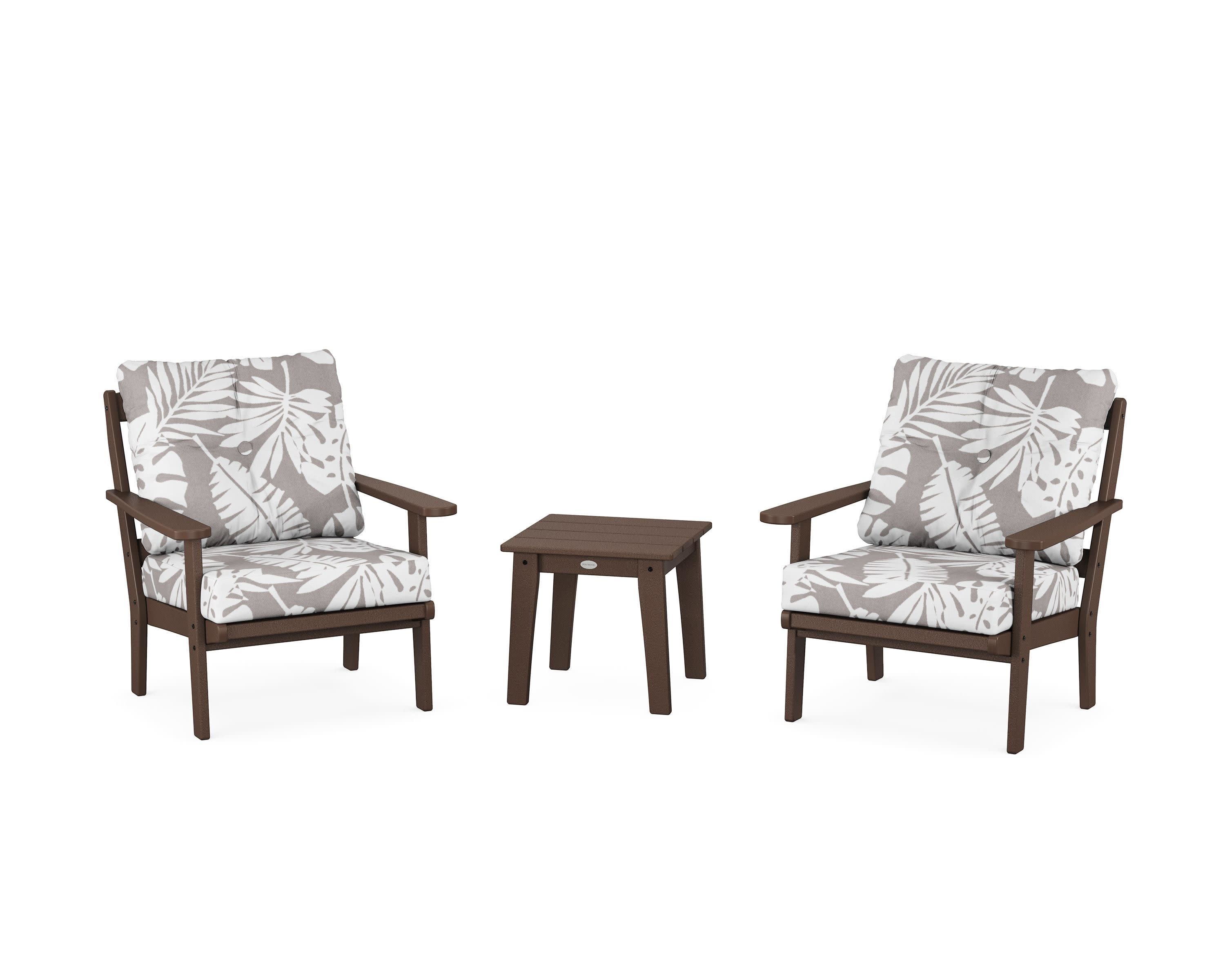 Mission 3-Piece Deep Seating Set in Mahogany / Leaf Grey Mist