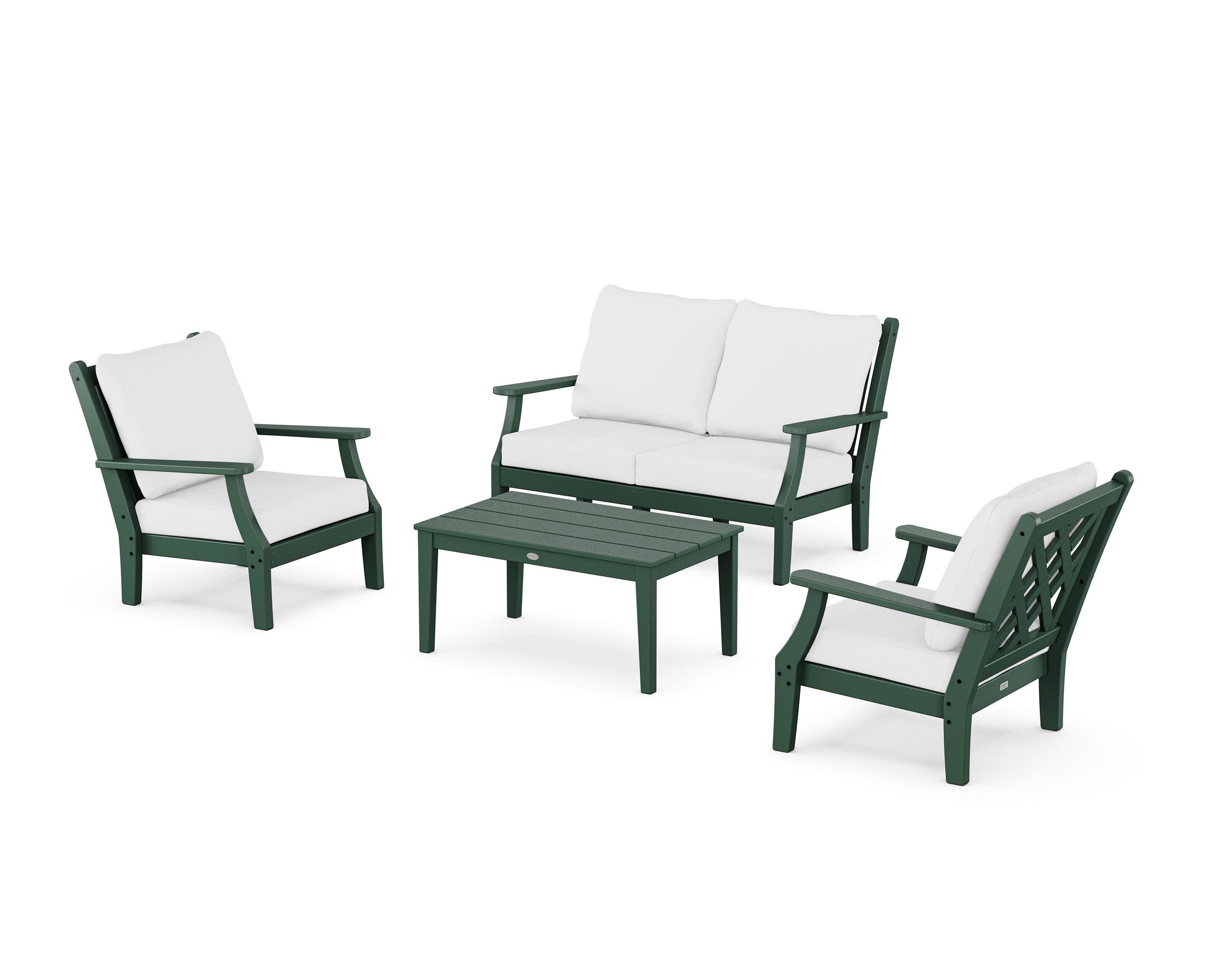 Wovendale 4-Piece Deep Seating Set with Loveseat in Green / Natural