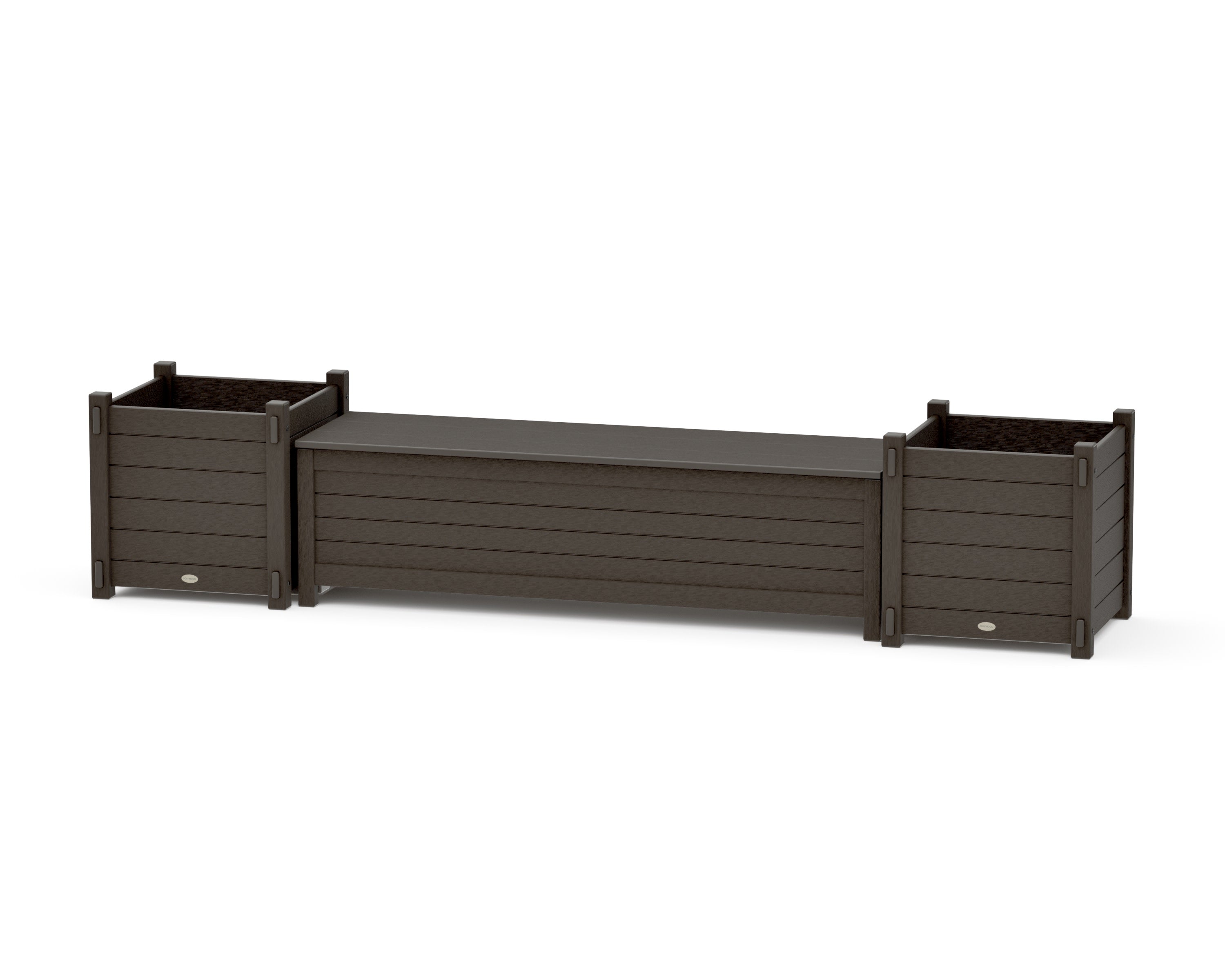 60" Nautical Straight Planter Storage Bench Set- Large in Vintage Coffee