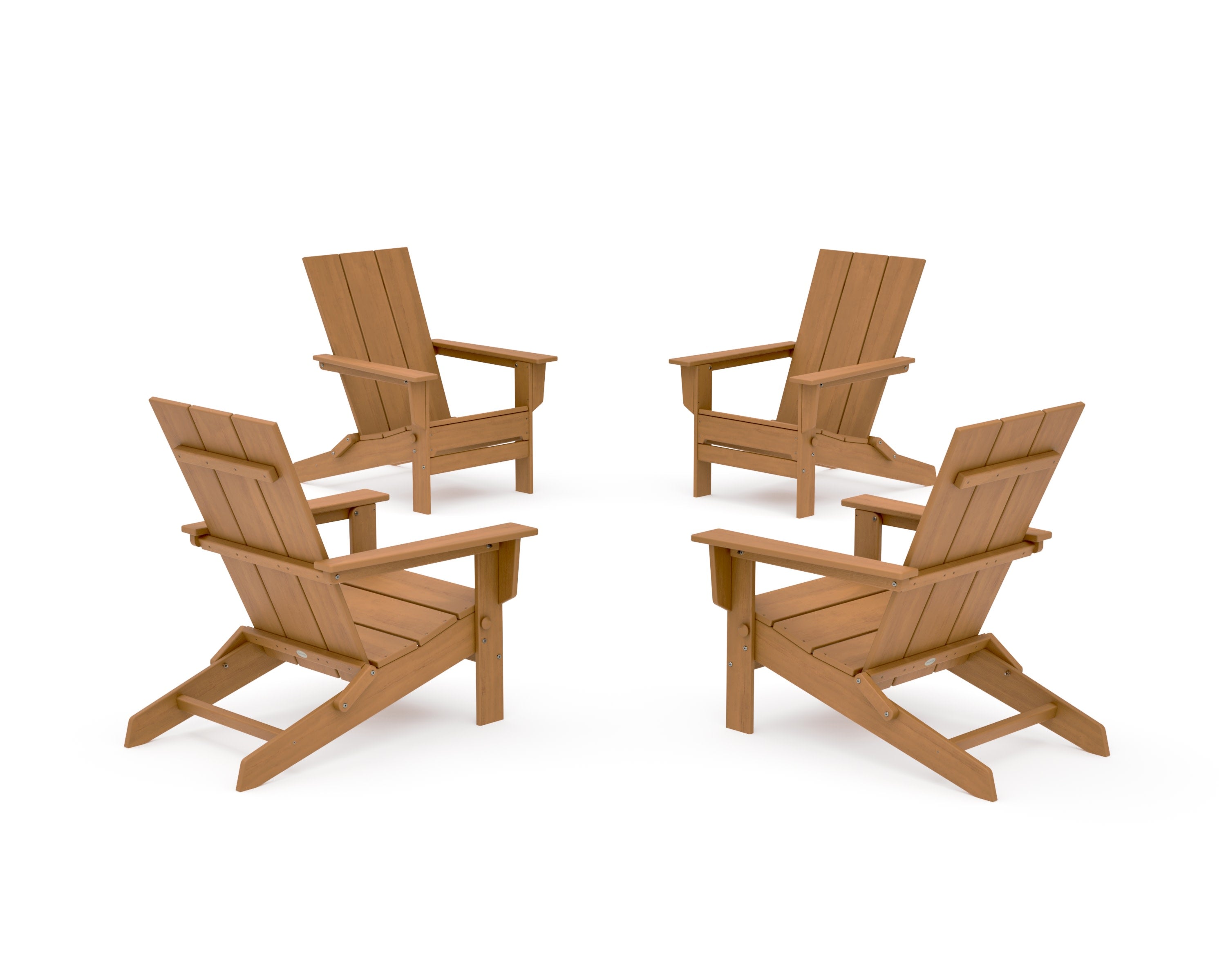 4-Piece Modern Studio Folding Adirondack Chair Conversation Set in Natural