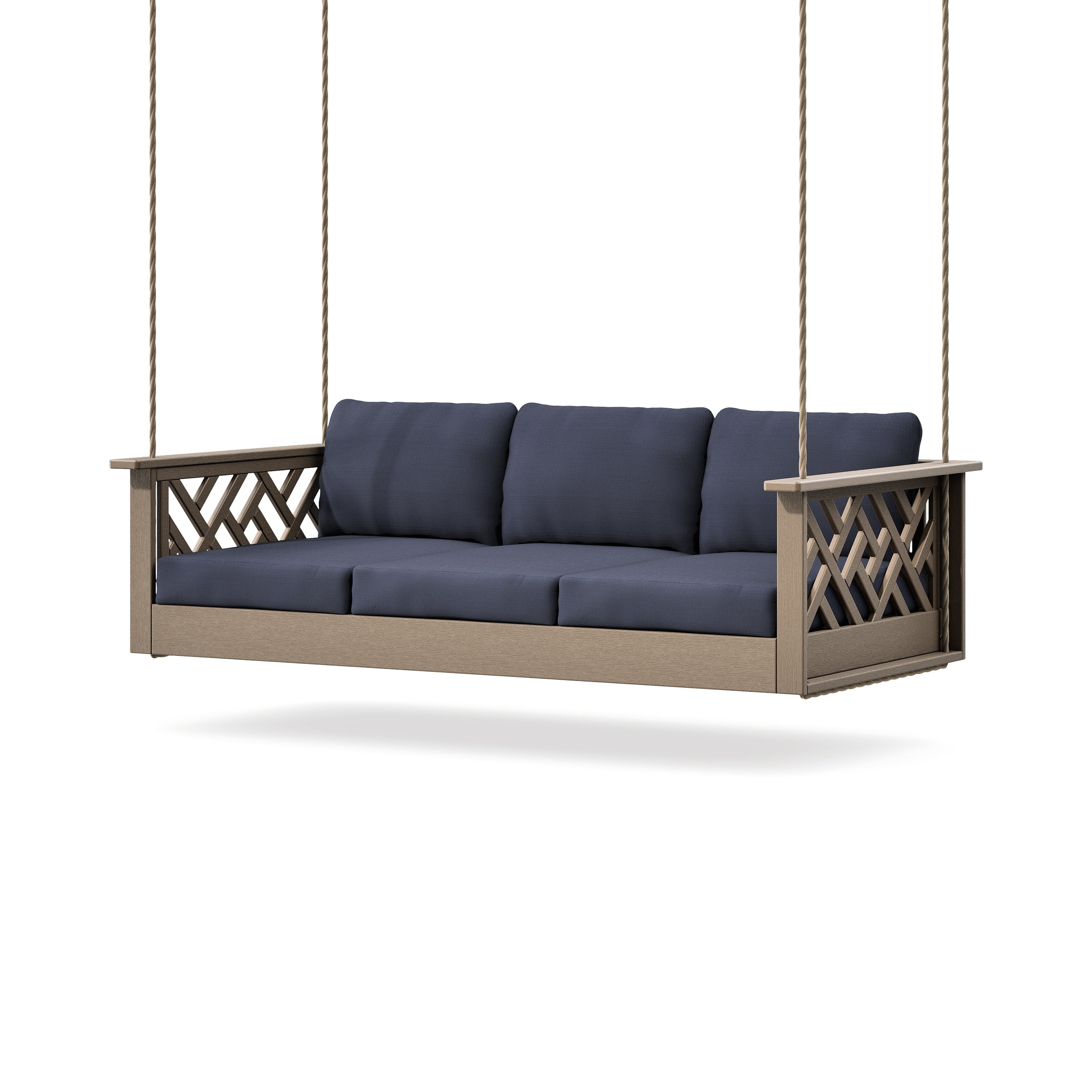 Chippendale Daybed Swing in Vintage Sahara / Navy Linen