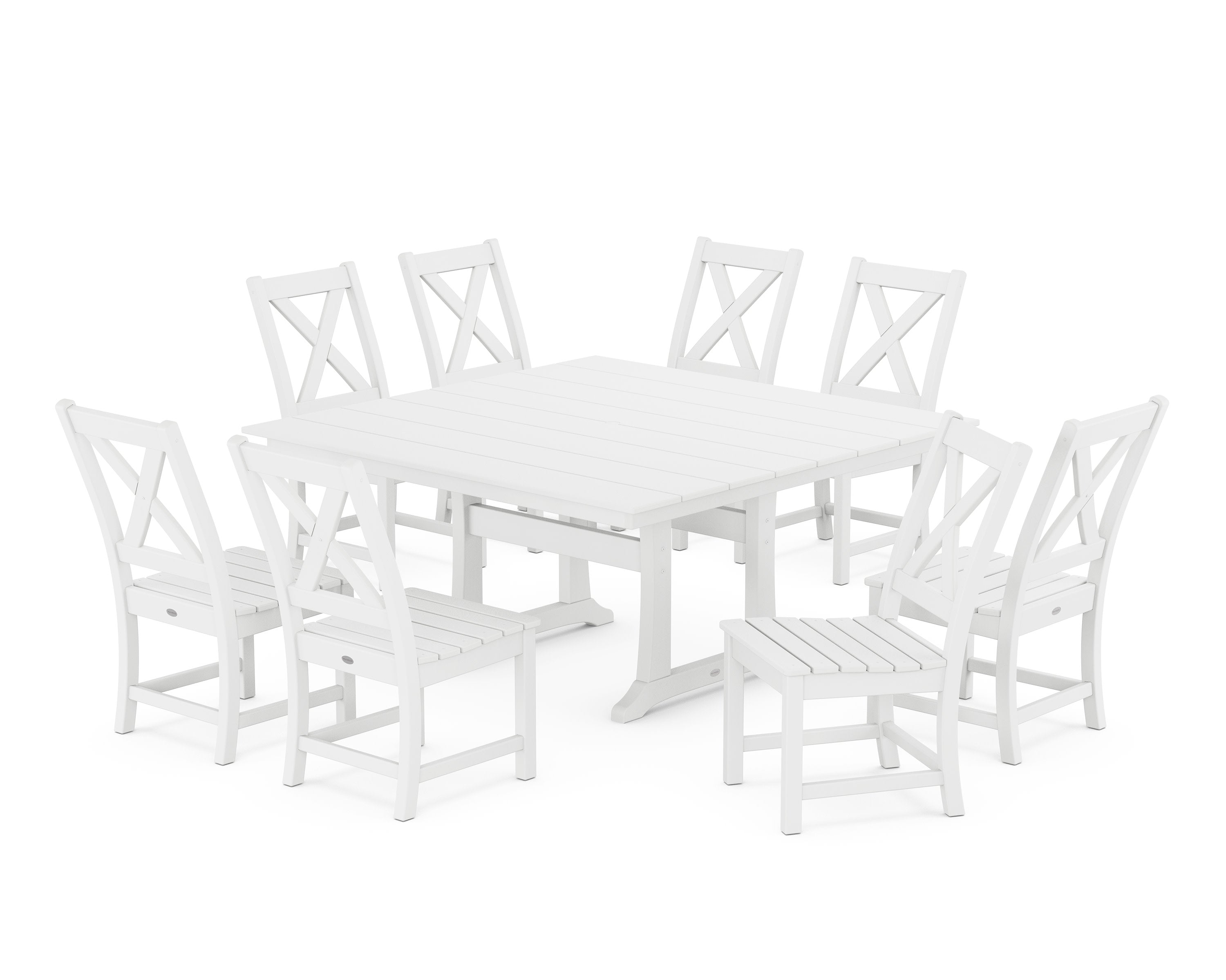 Braxton Side Chair 9-Piece Farmhouse Dining Set in White