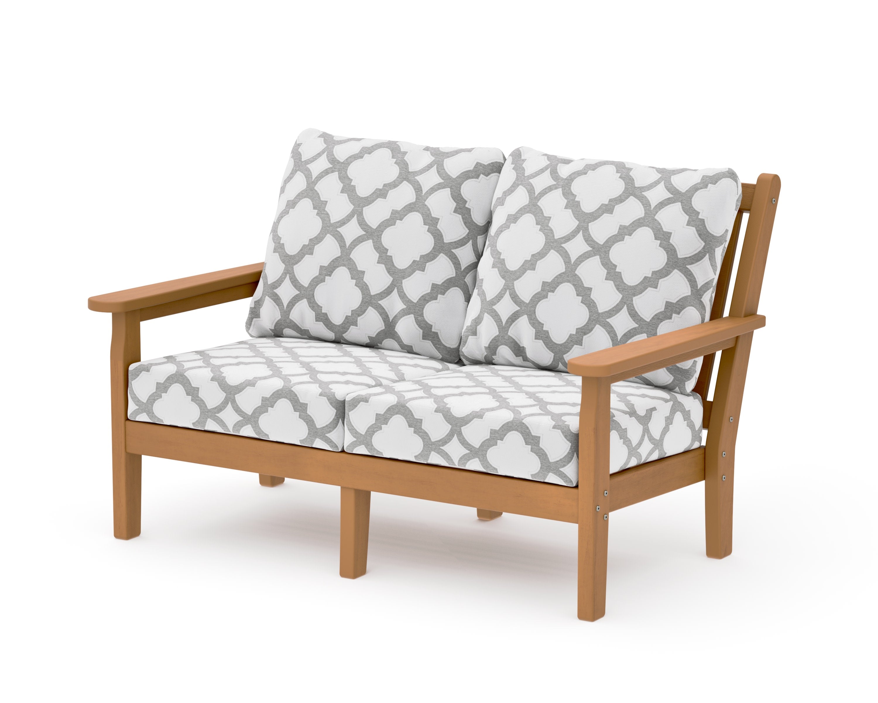 Chippendale Deep Seating Loveseat in Natural / Trellis Grey Mist