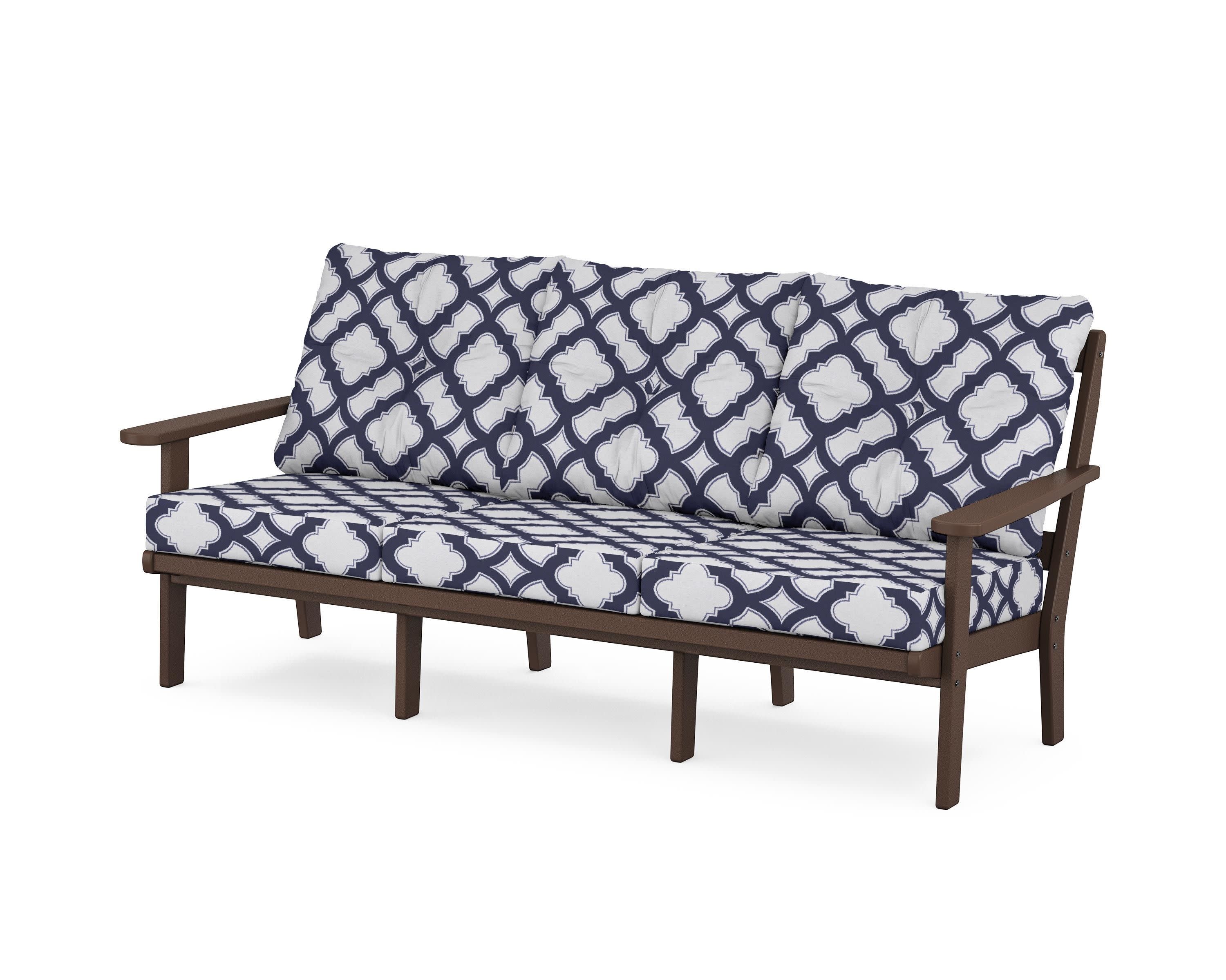 Mission Deep Seating Sofa in Mahogany / Trellis Navy