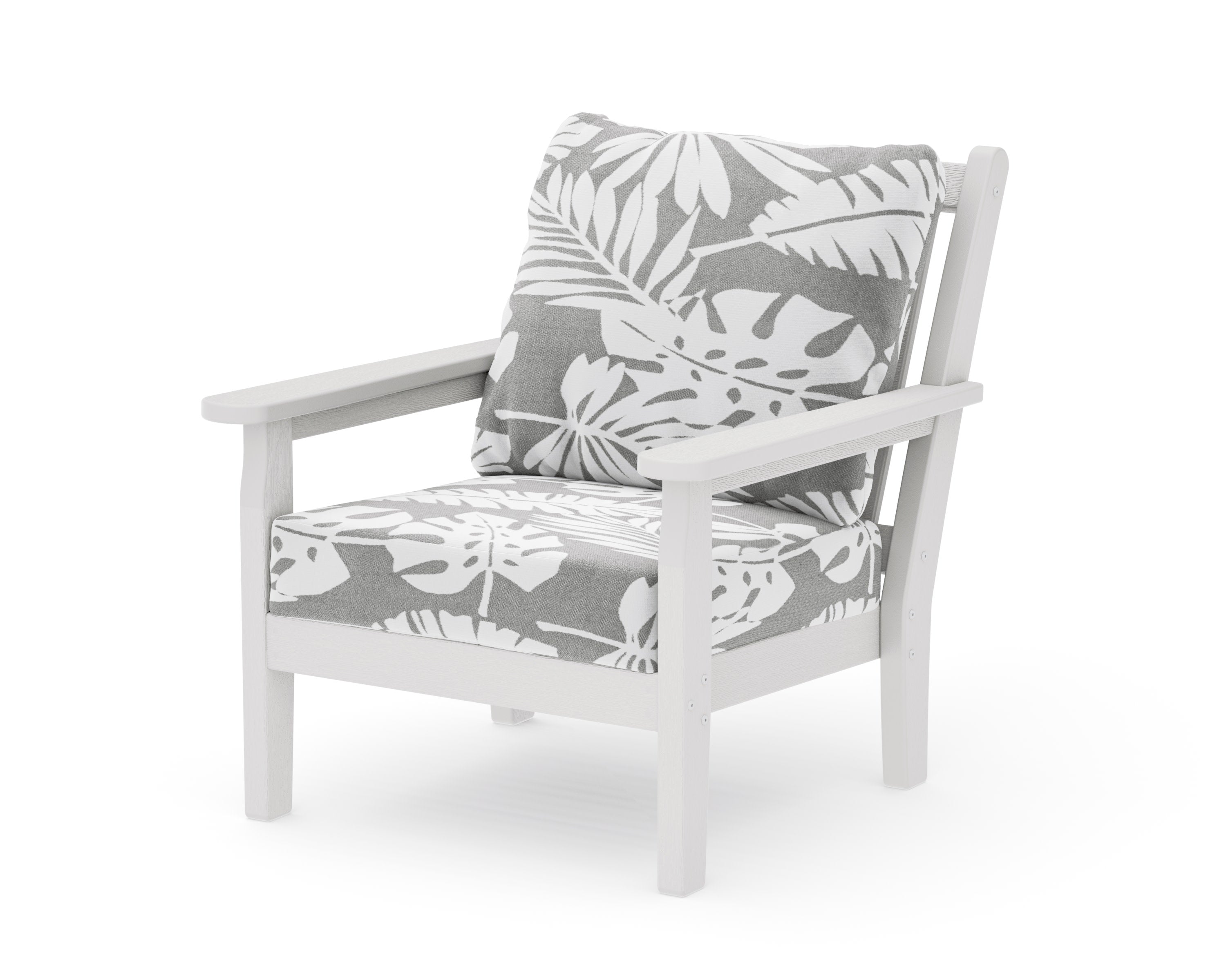 Chippendale Deep Seating Chair in Vintage White / Leaf Grey Mist