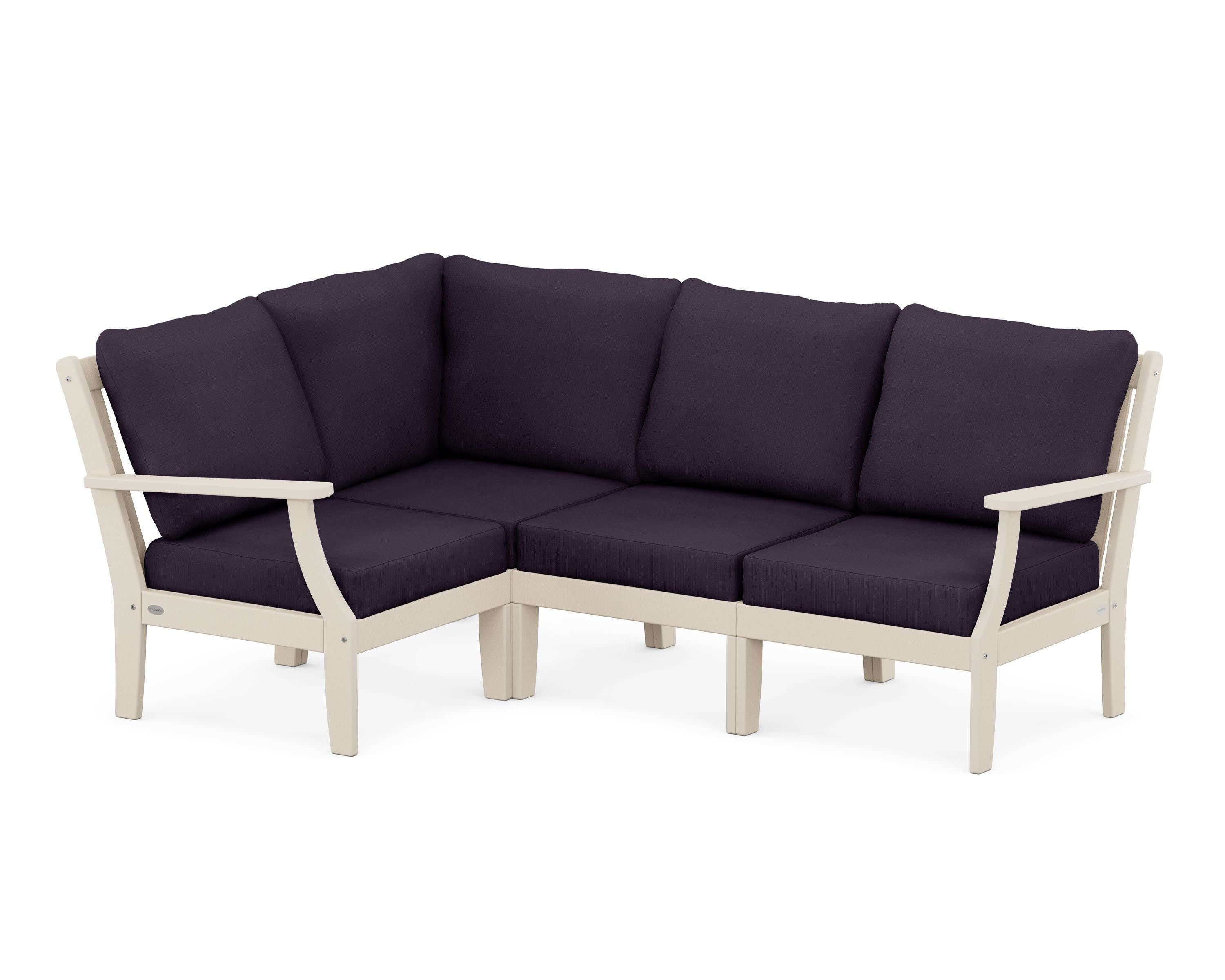 Braxton Modular 4-Piece Deep Seating Set in Sand / Navy Linen