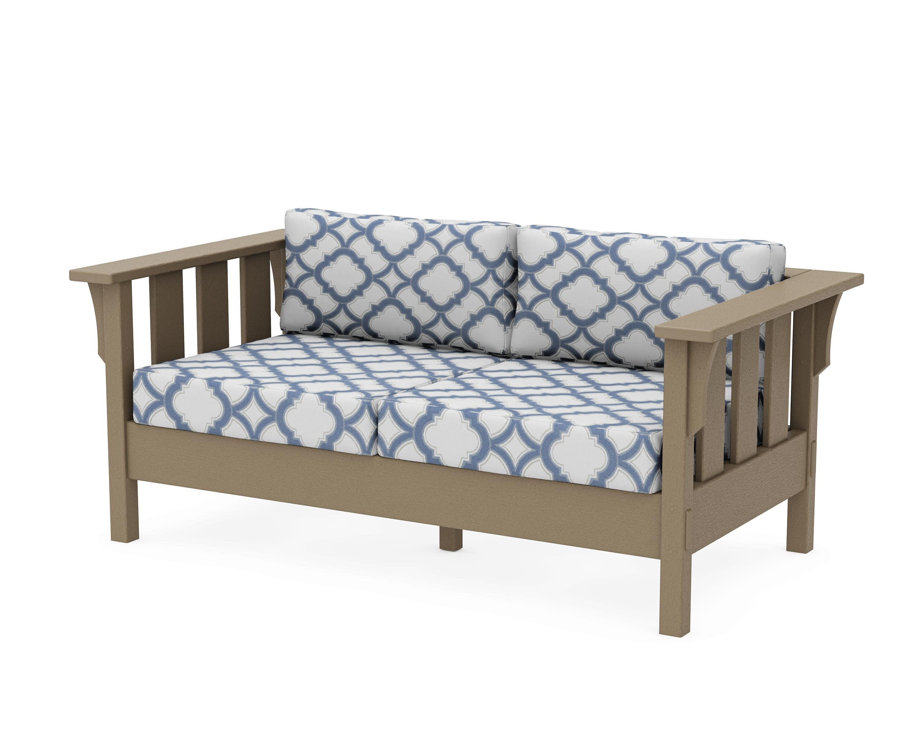 Acadia Deep Seating Loveseat in Vintage Sahara / Trellis Sky Blue