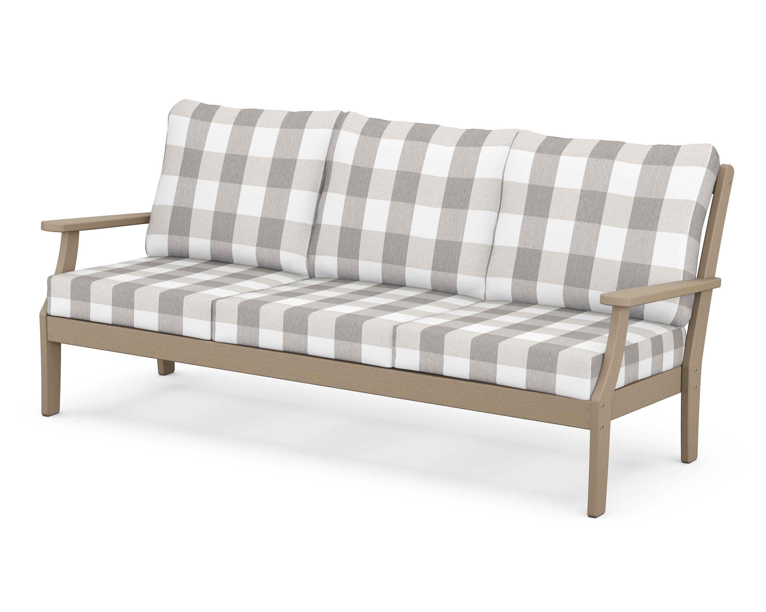 Braxton Deep Seating Sofa in Vintage Sahara / Buffalo Plaid Grey Mist