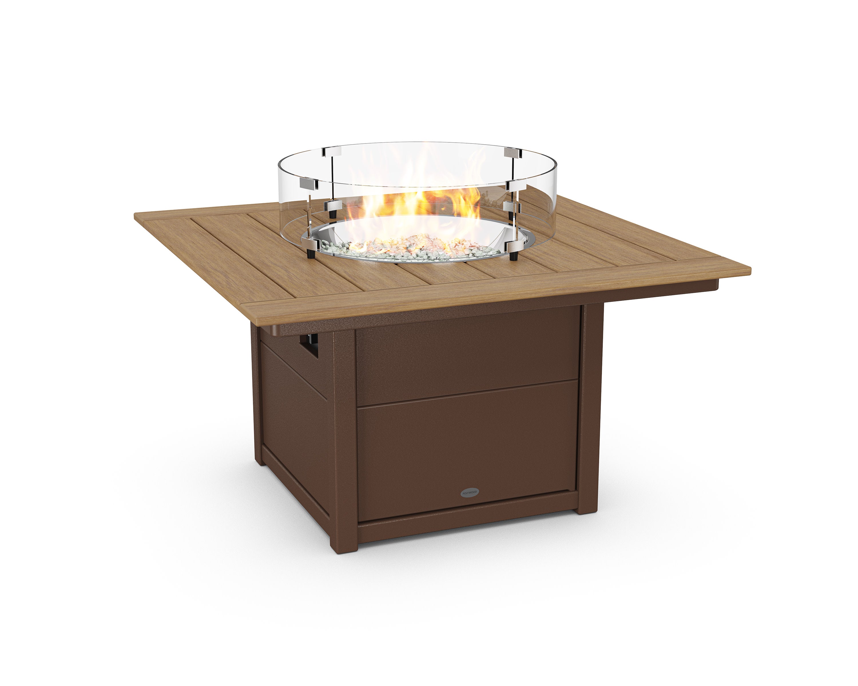 Square 42" Fire Pit Table in Mahogany / Natural
