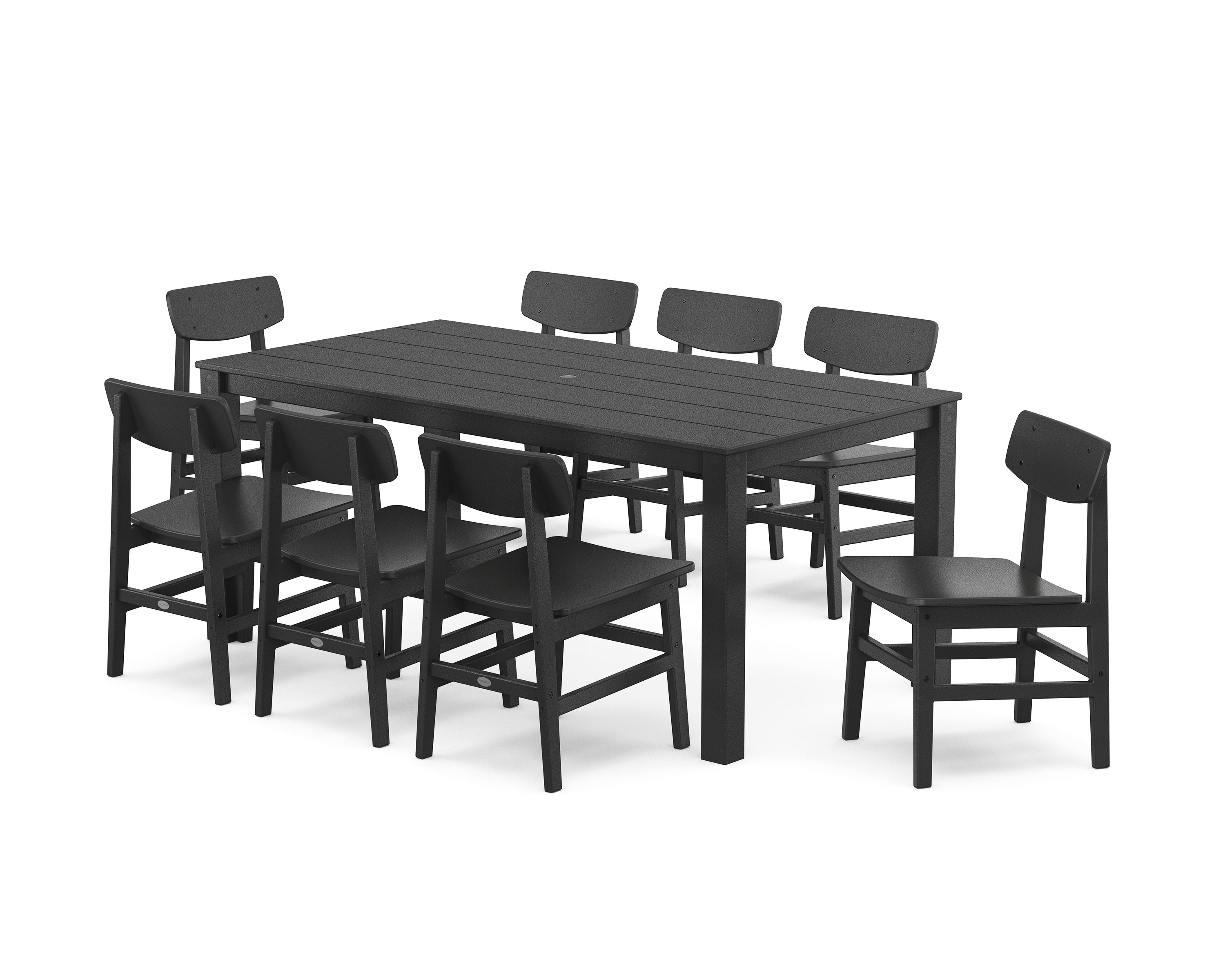 Modern Studio Urban Chair 9-Piece Parsons Dining Set in Black