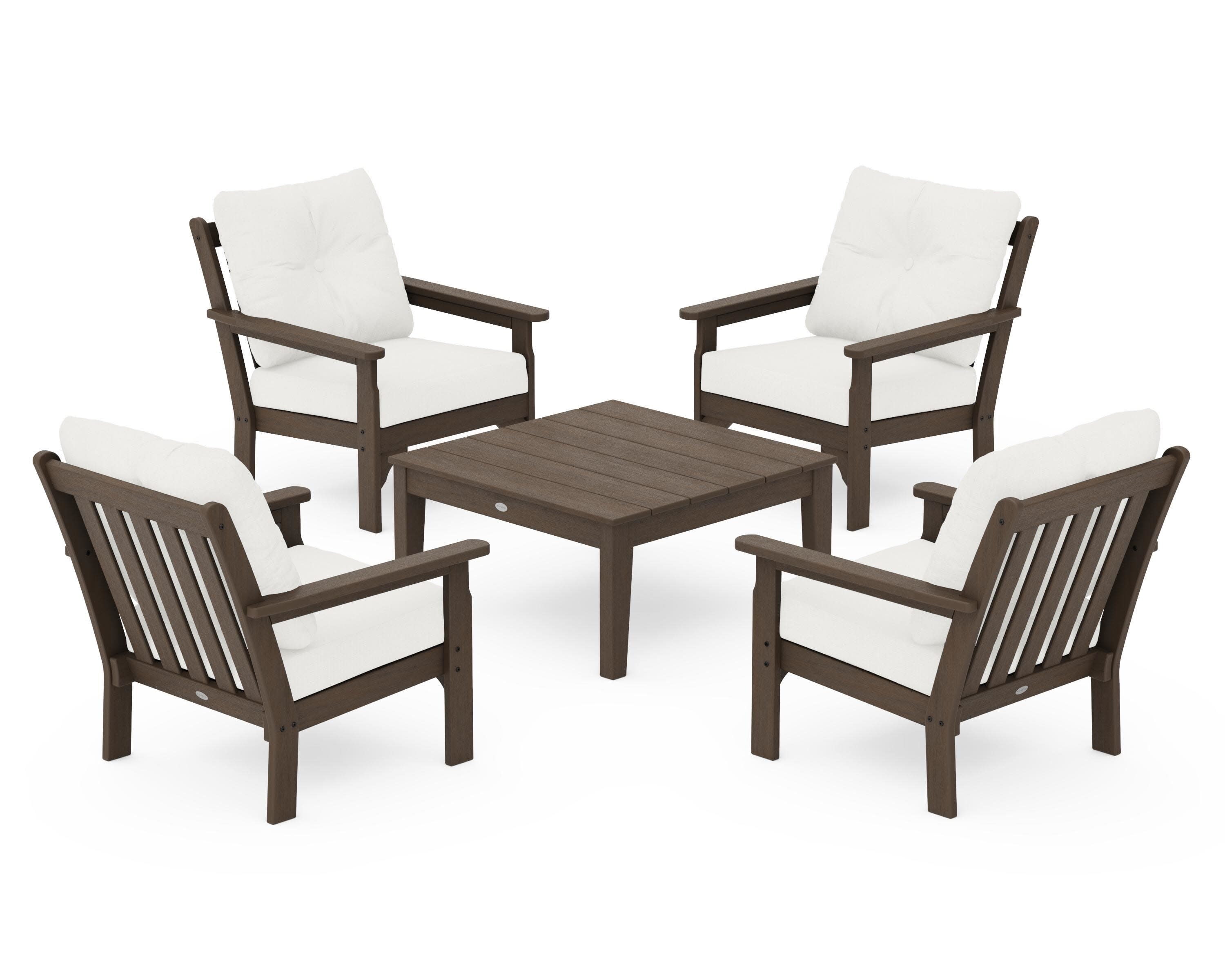 Vineyard 5-Piece Deep Seating Conversation Set in Kona / Natural Linen