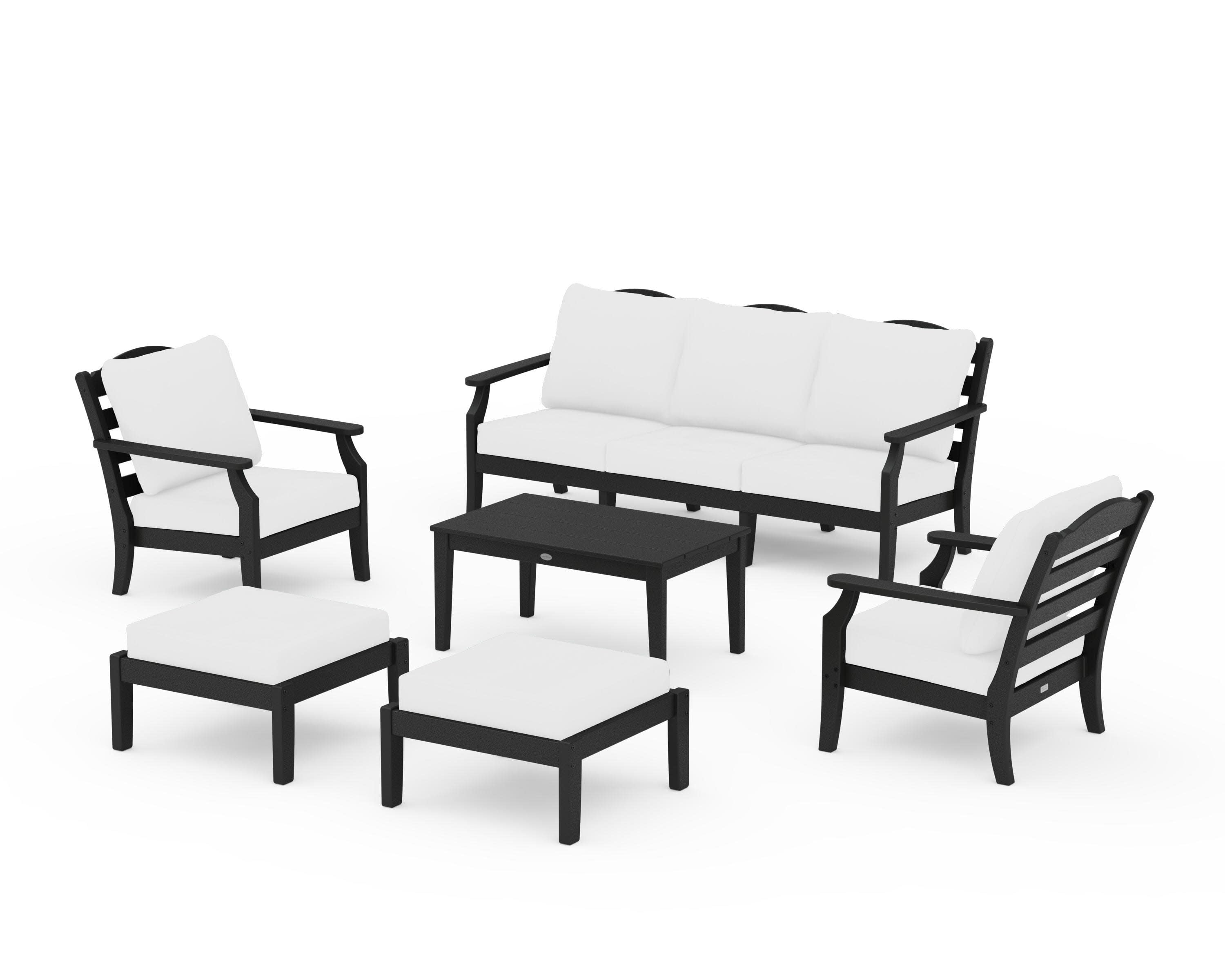 Savannah 6-Piece Lounge Sofa Set in Black / Natural