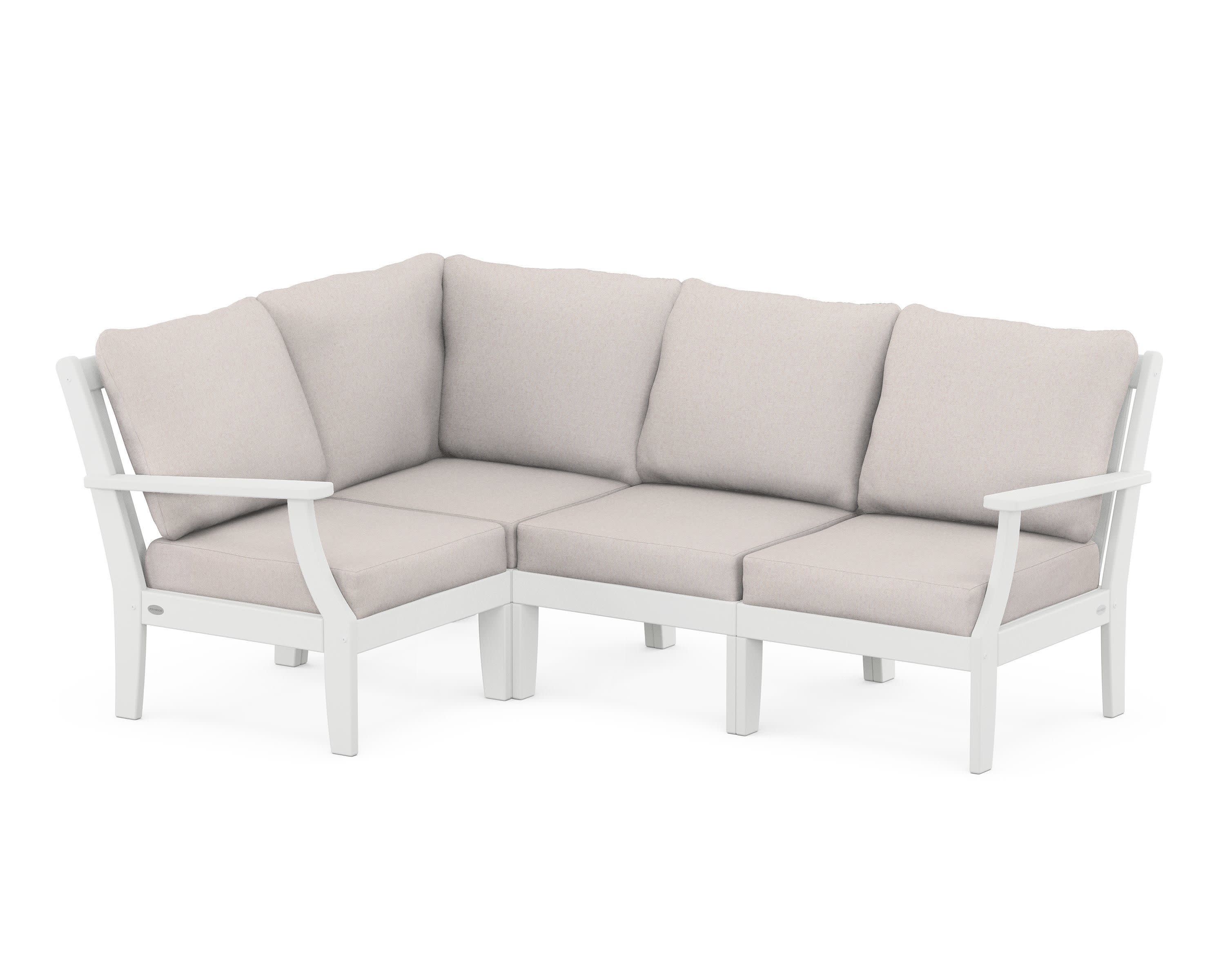 Braxton Modular 4-Piece Deep Seating Set in White / Dune Burlap