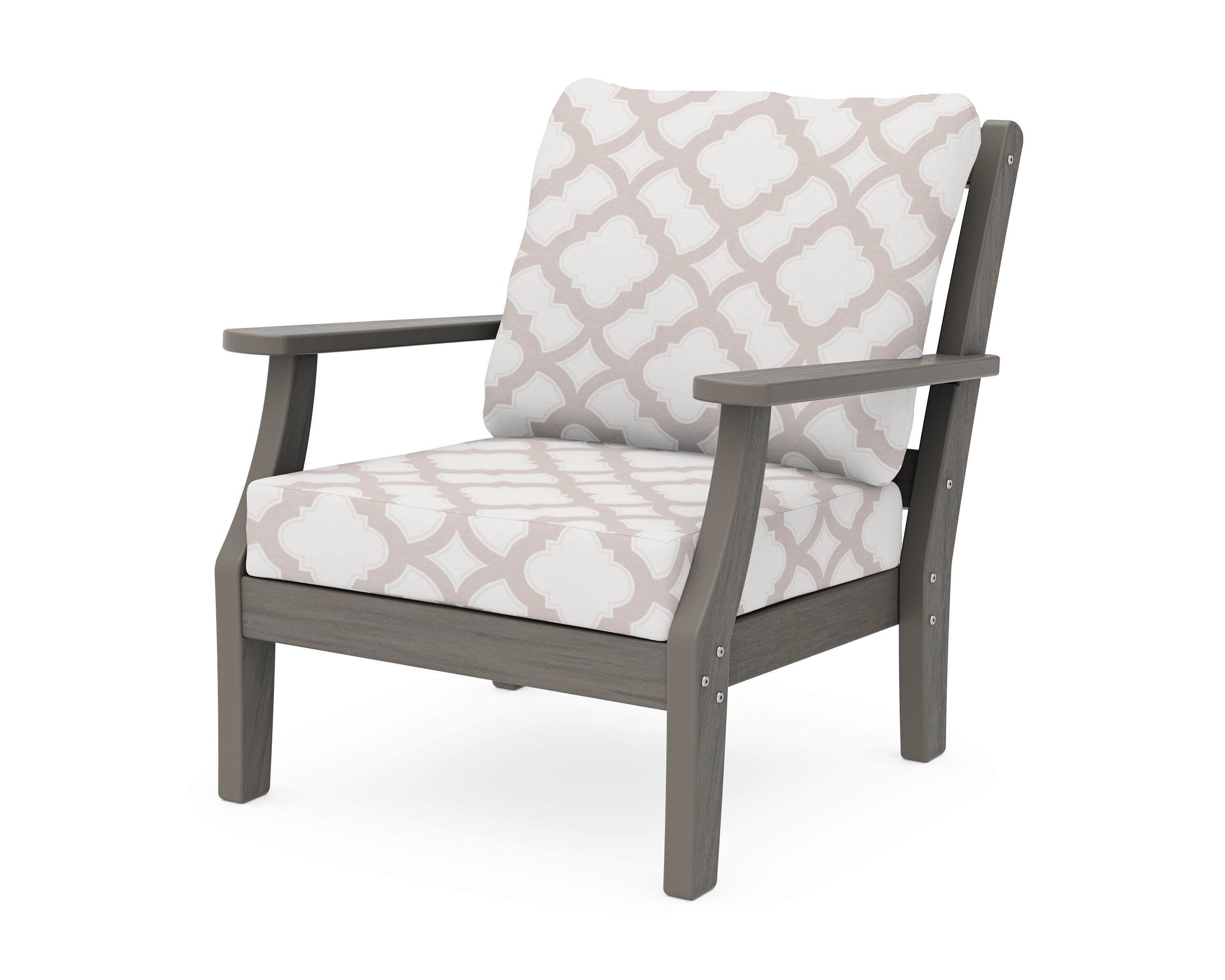 Chinoiserie Deep Seating Chair in Driftwood / Trellis Dune Burlap