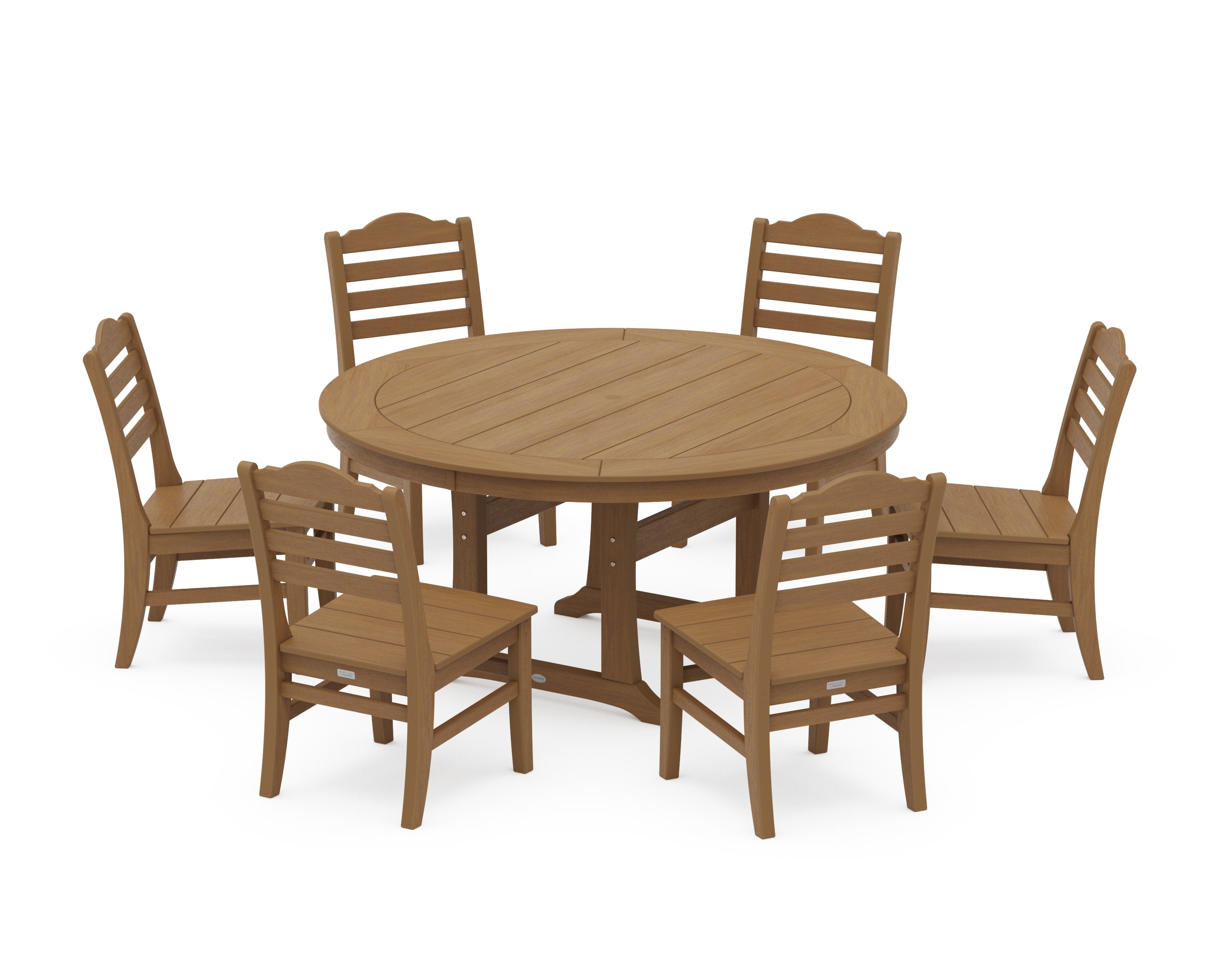 Savannah 7-Piece Side Chair Round Dining Set in Natural