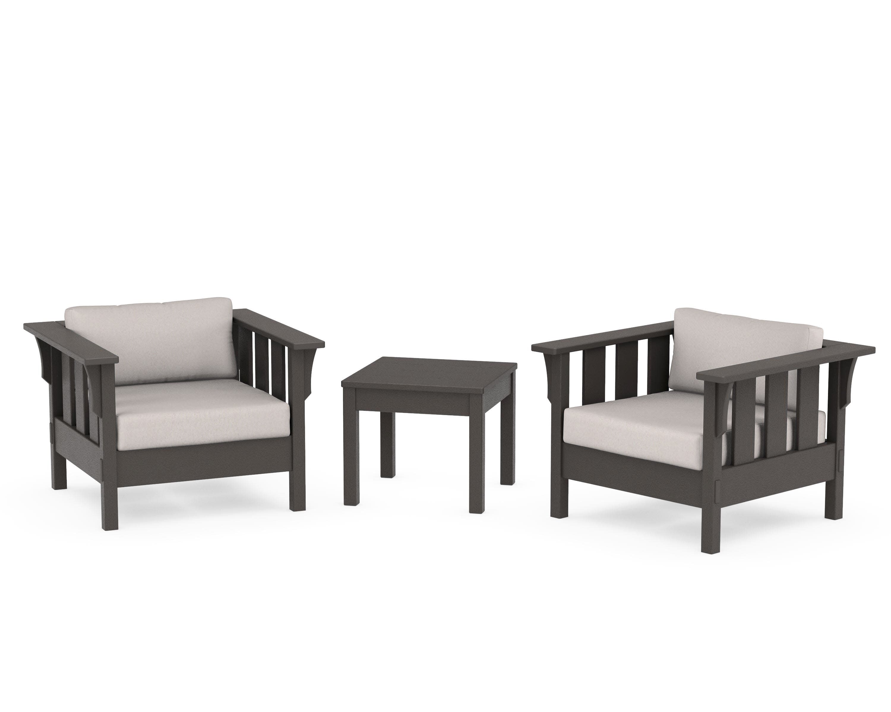 Acadia 3-Piece Deep Seating Set in Vintage Coffee / Dune Burlap