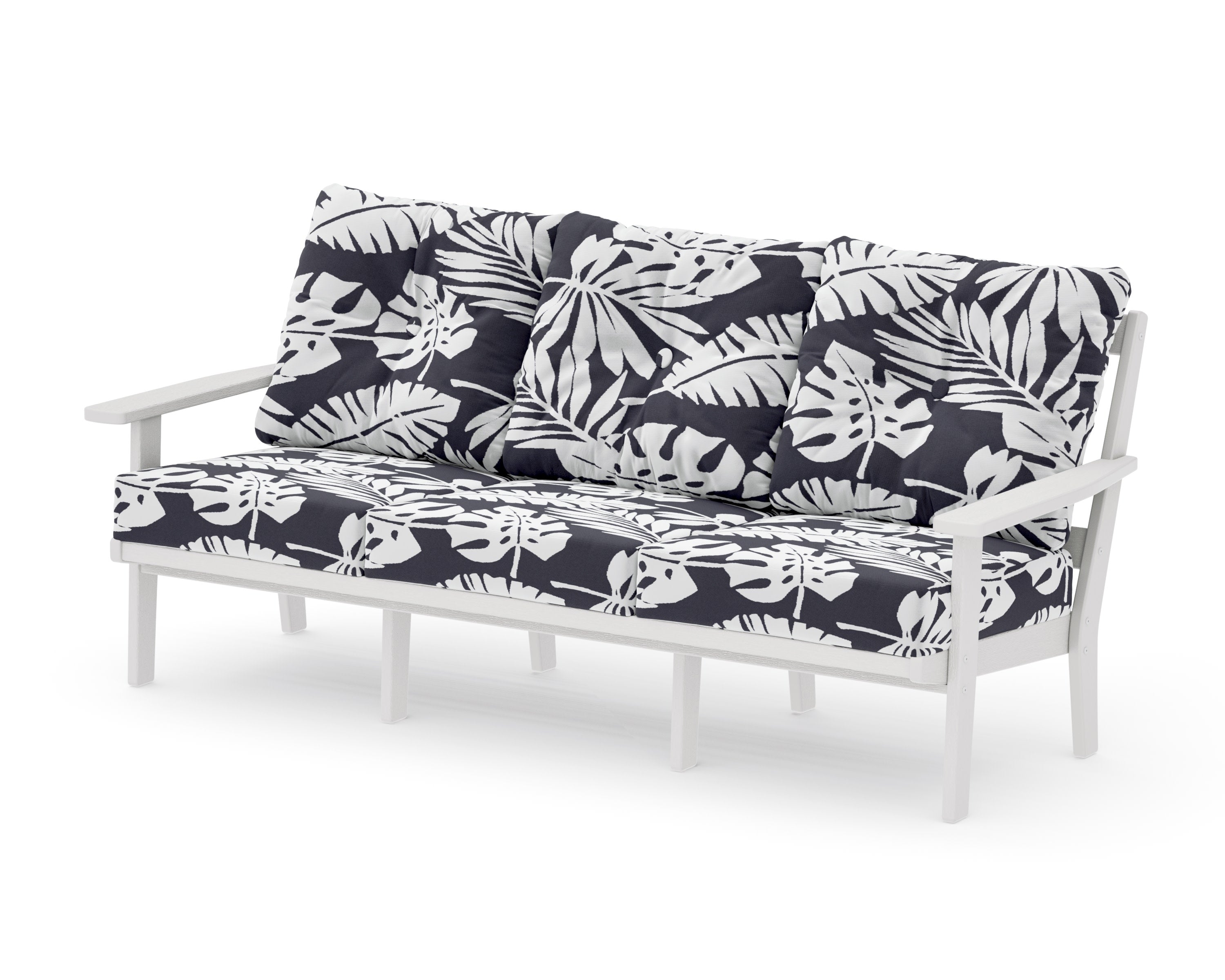 Oxford Deep Seating Sofa in Vintage White / Leaf Navy