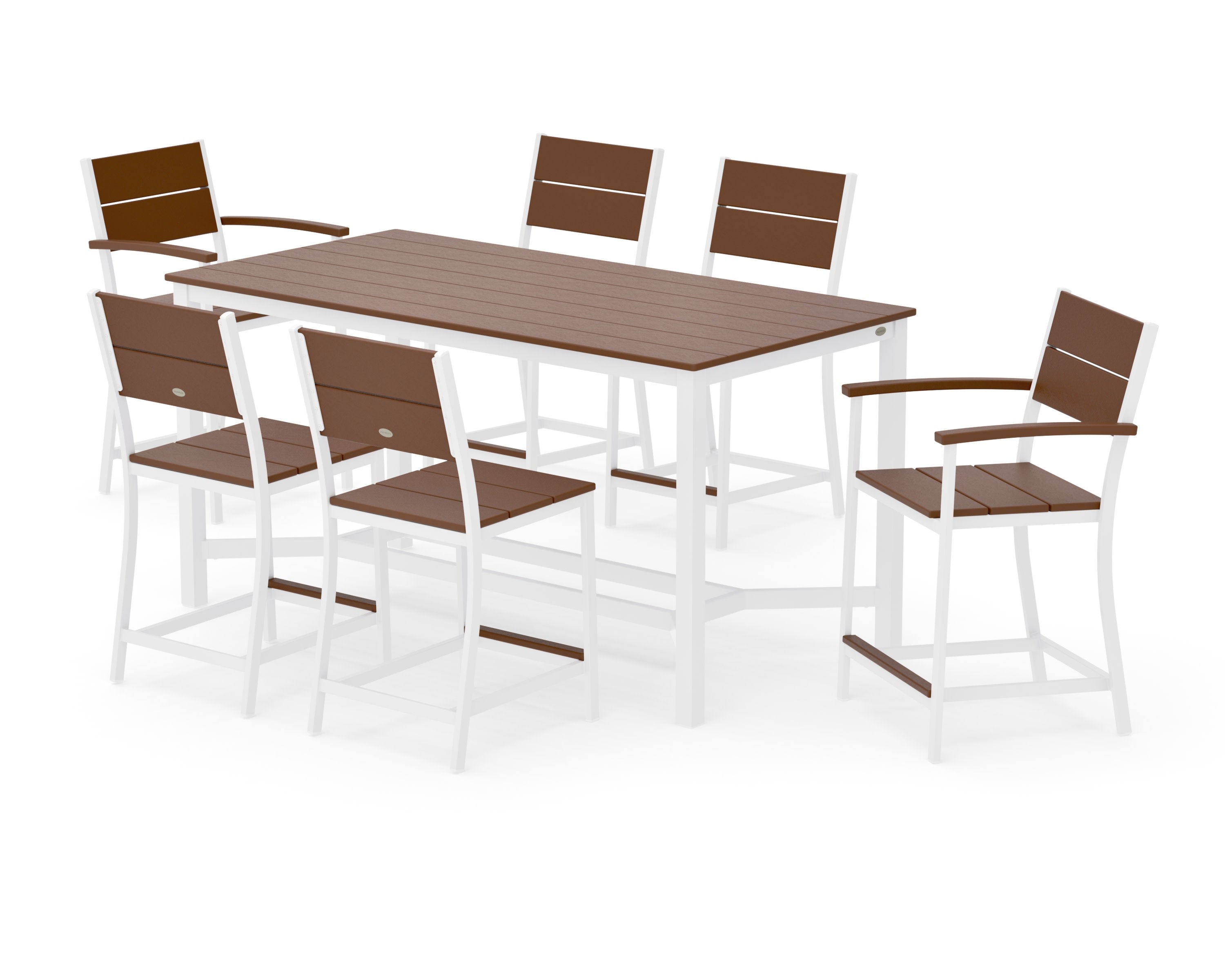 Main Street 7-Piece Counter Set in White / Teak