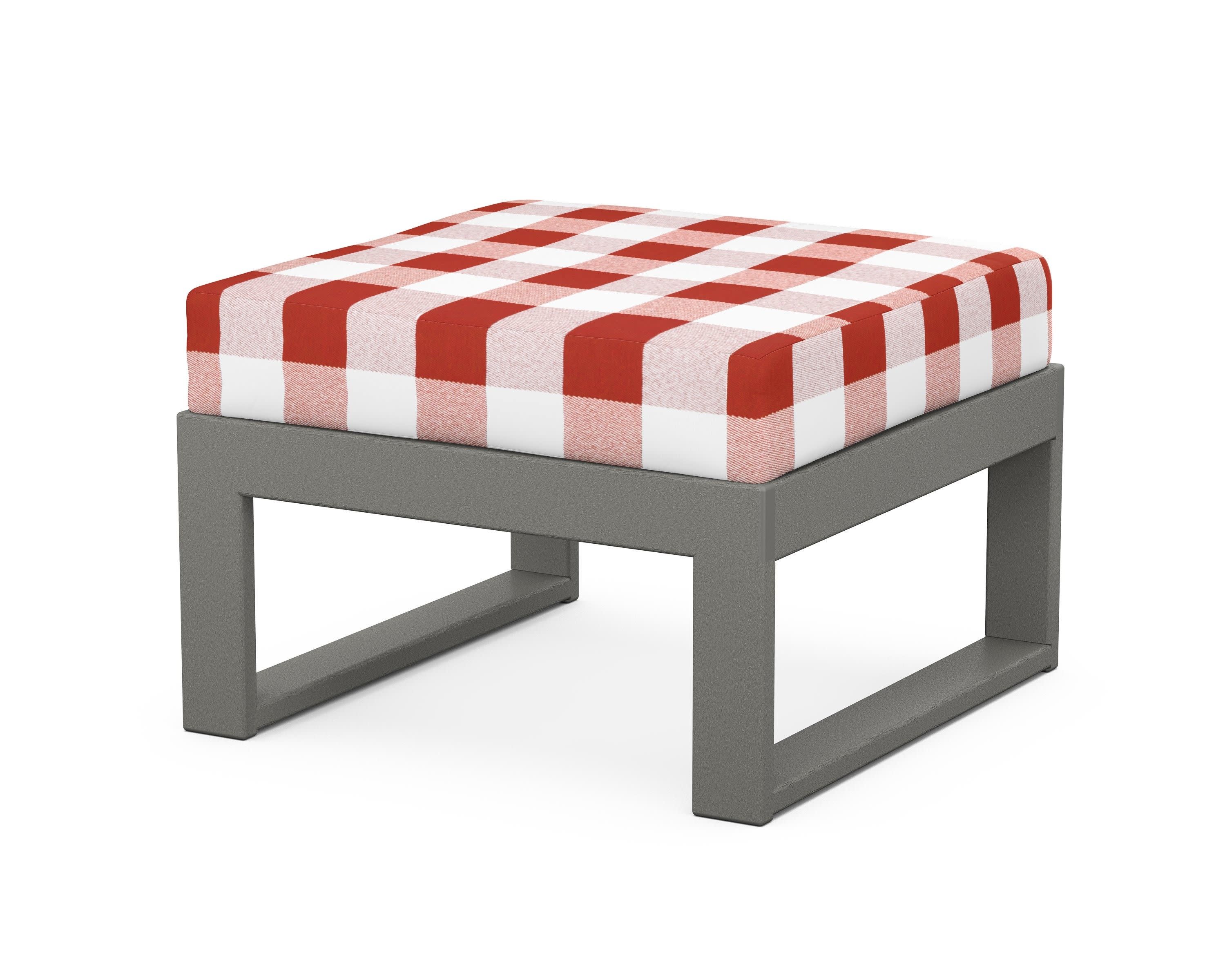 Modular Ottoman - Modern in Slate Grey / Buffalo Plaid Crimson