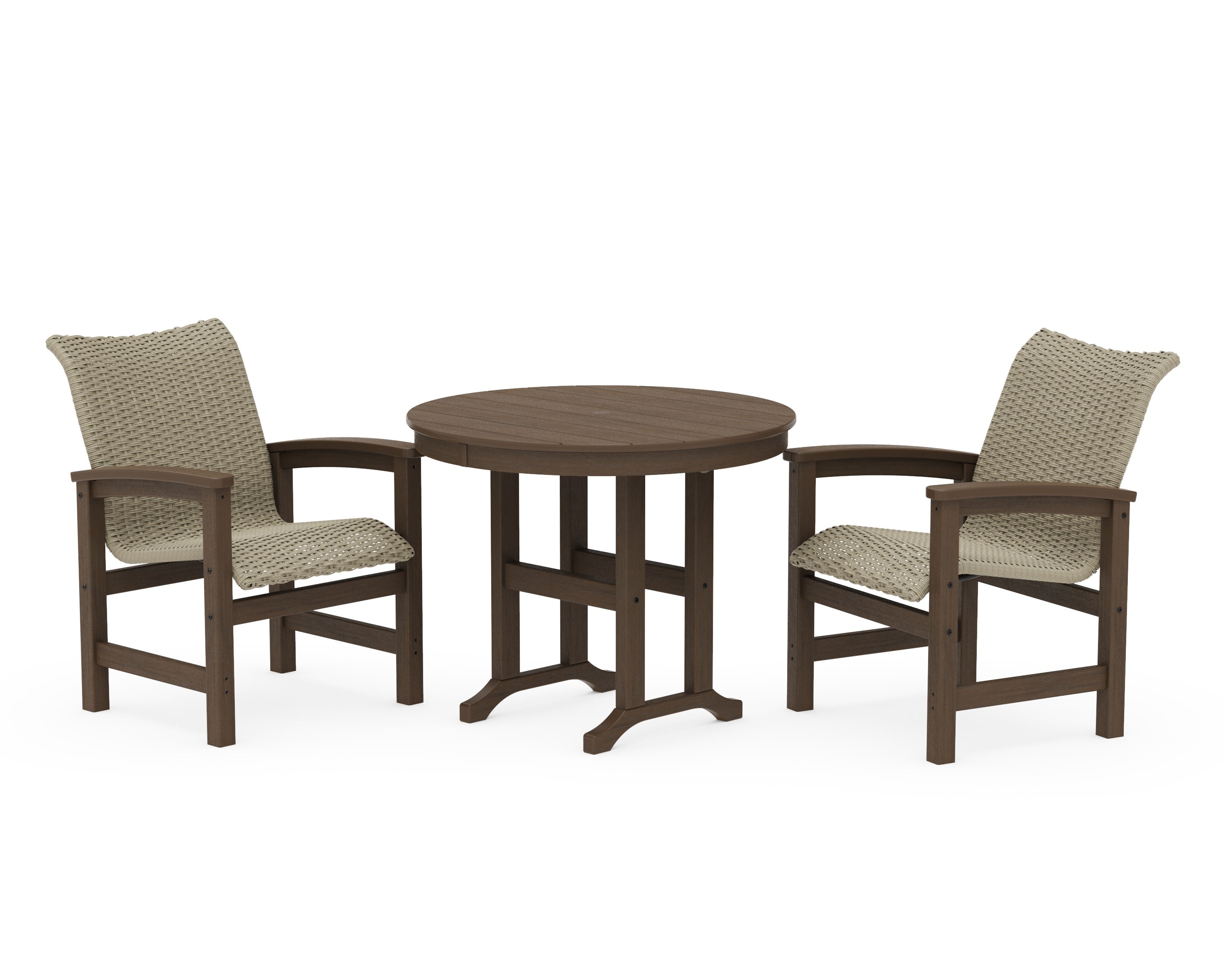 Coastal Woven 3-Piece Farmhouse Dining Set in Kona / Dune Grass