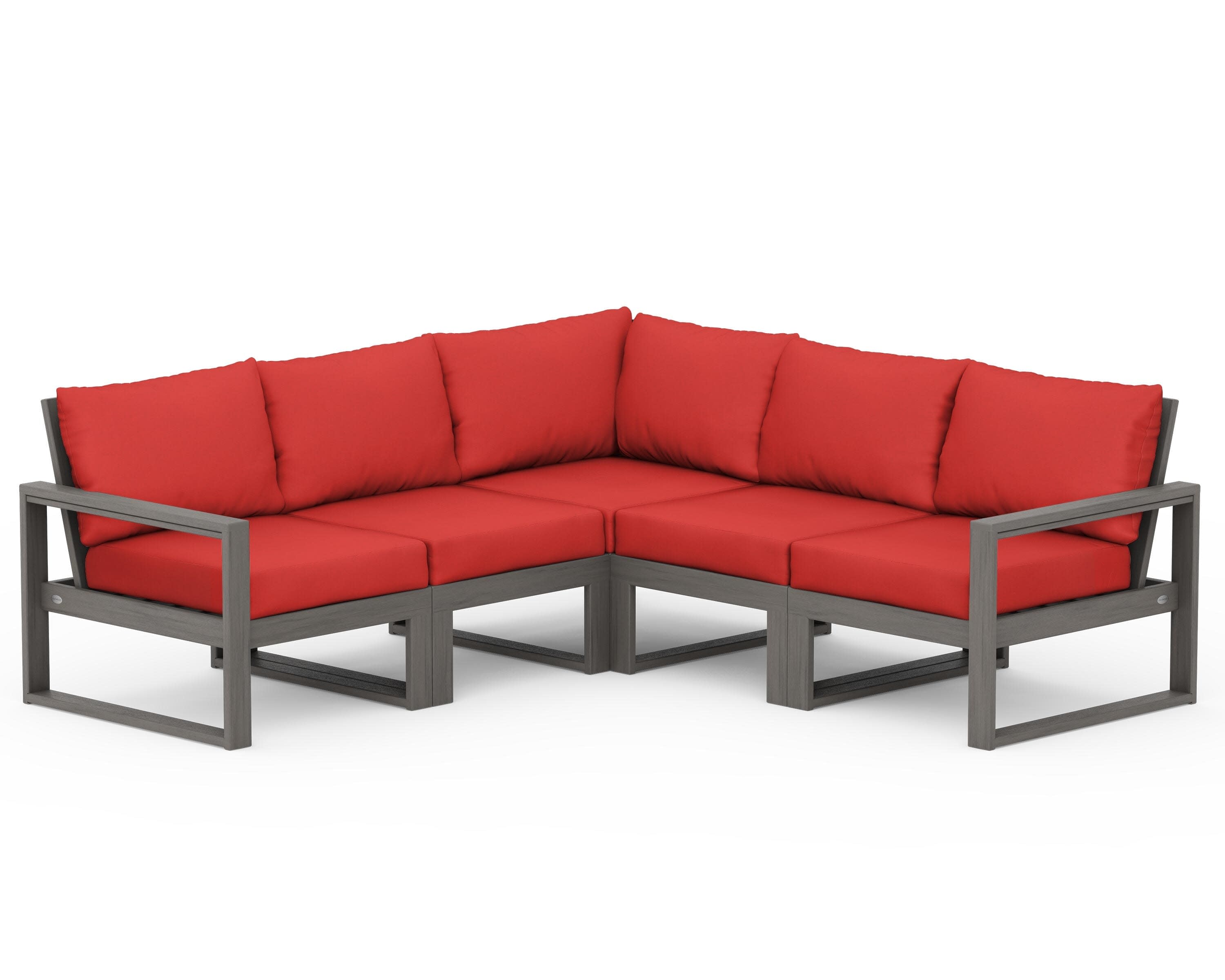 EDGE 5-Piece Modular Deep Seating Set in Driftwood / Crimson Linen