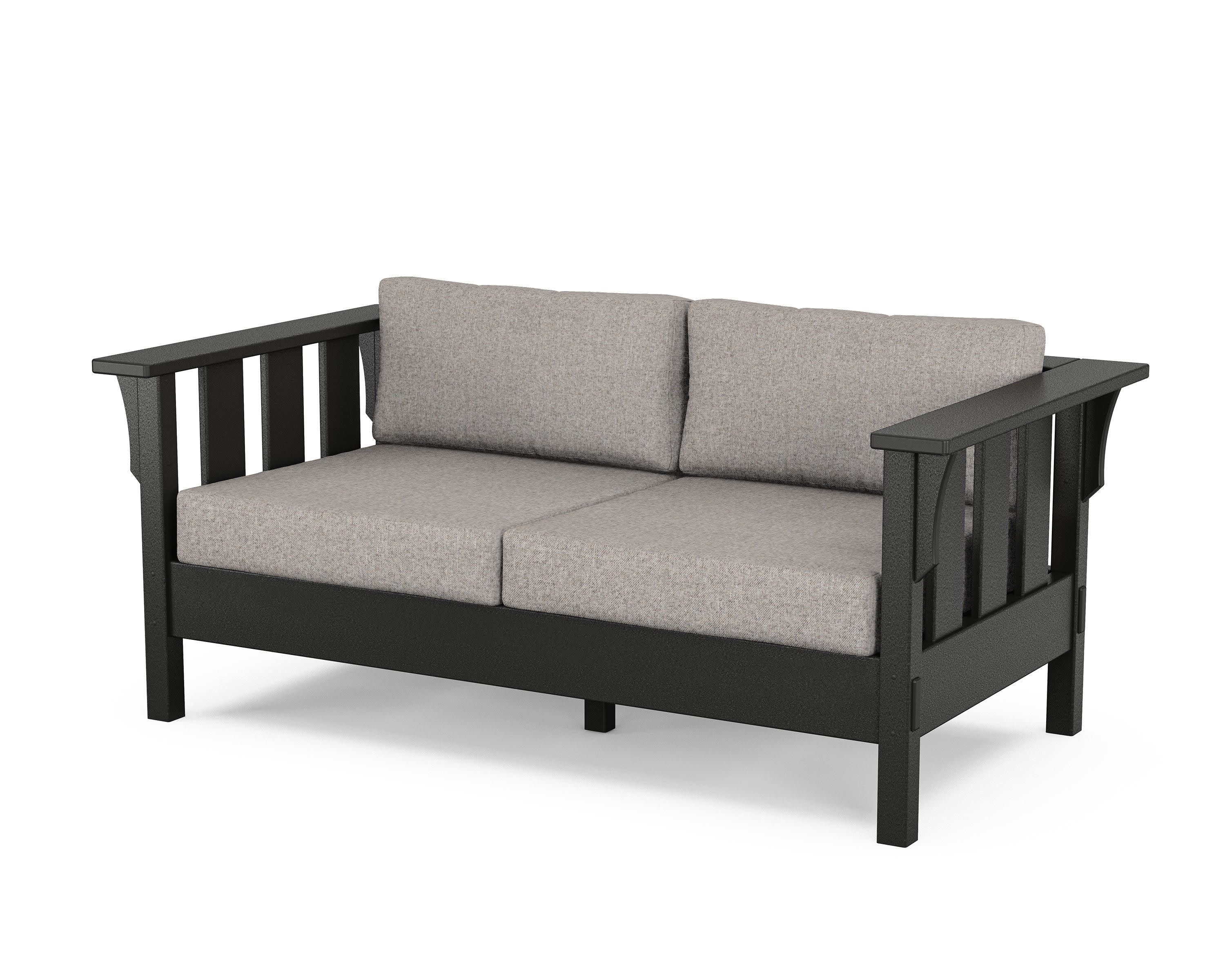 Acadia Deep Seating Loveseat in Black / Weathered Tweed