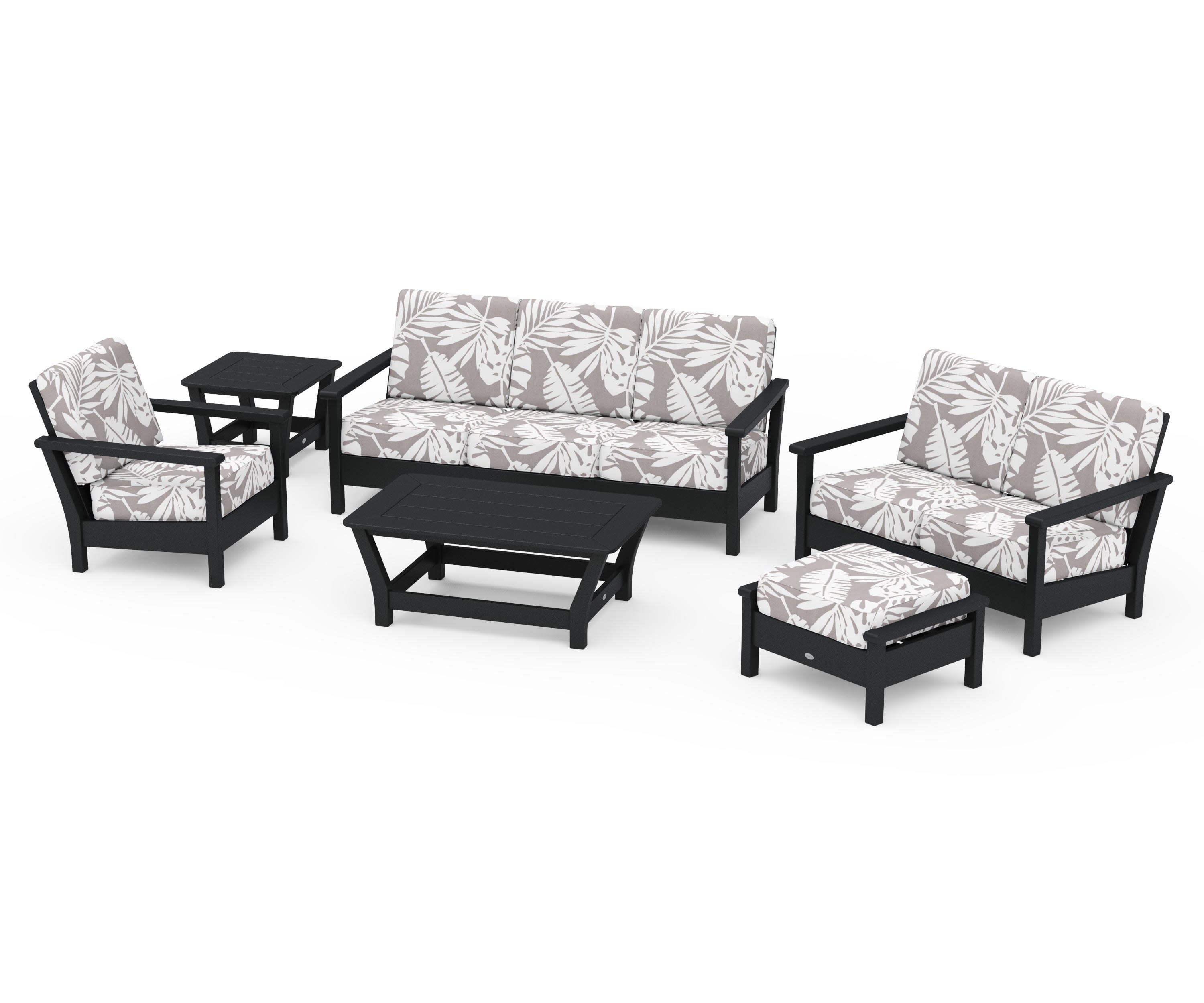 Harbour 6-Piece Outdoor Living Set in Black / Leaf Grey Mist