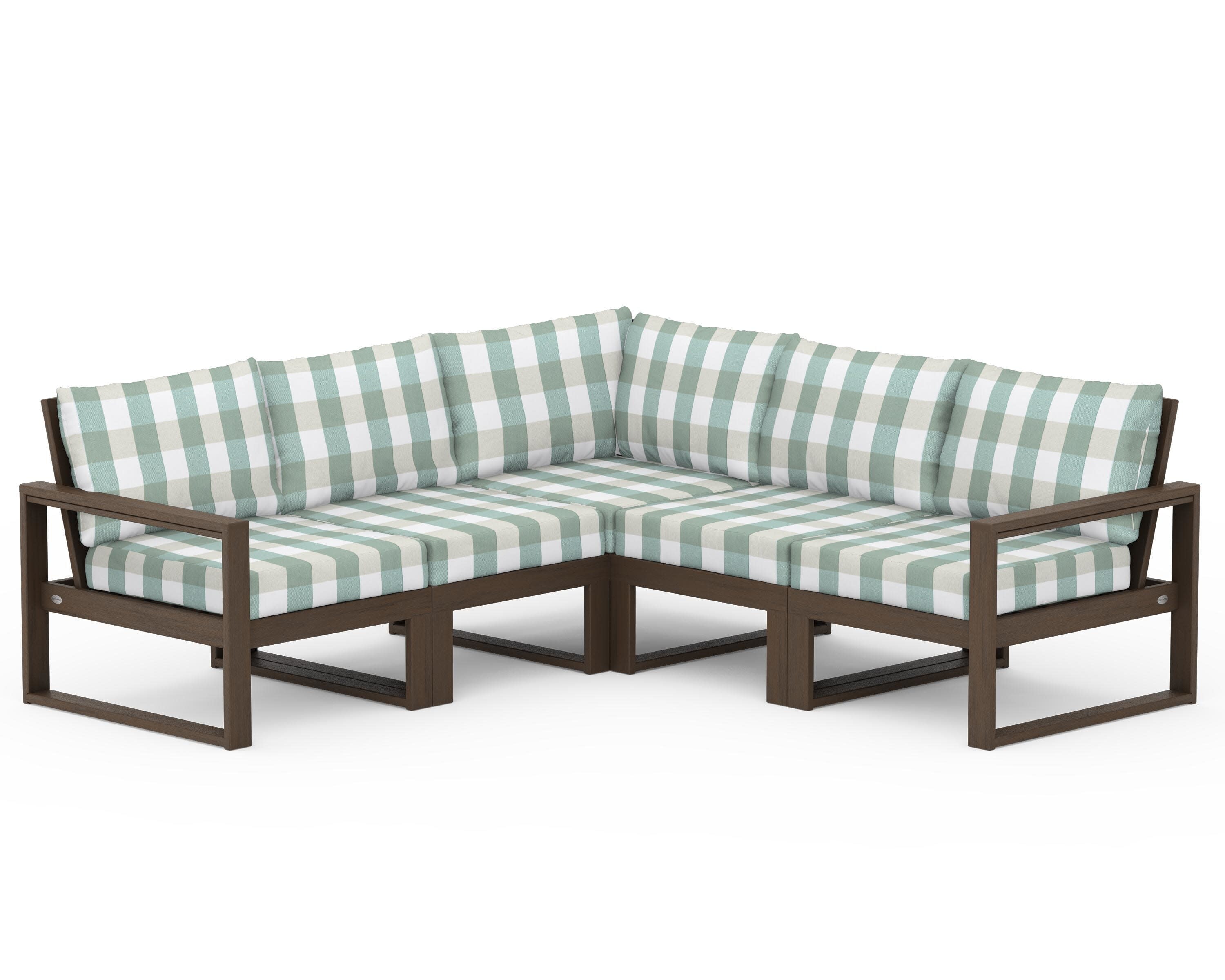 EDGE 5-Piece Modular Deep Seating Set in Kona / Buffalo Plaid Glacier Spa